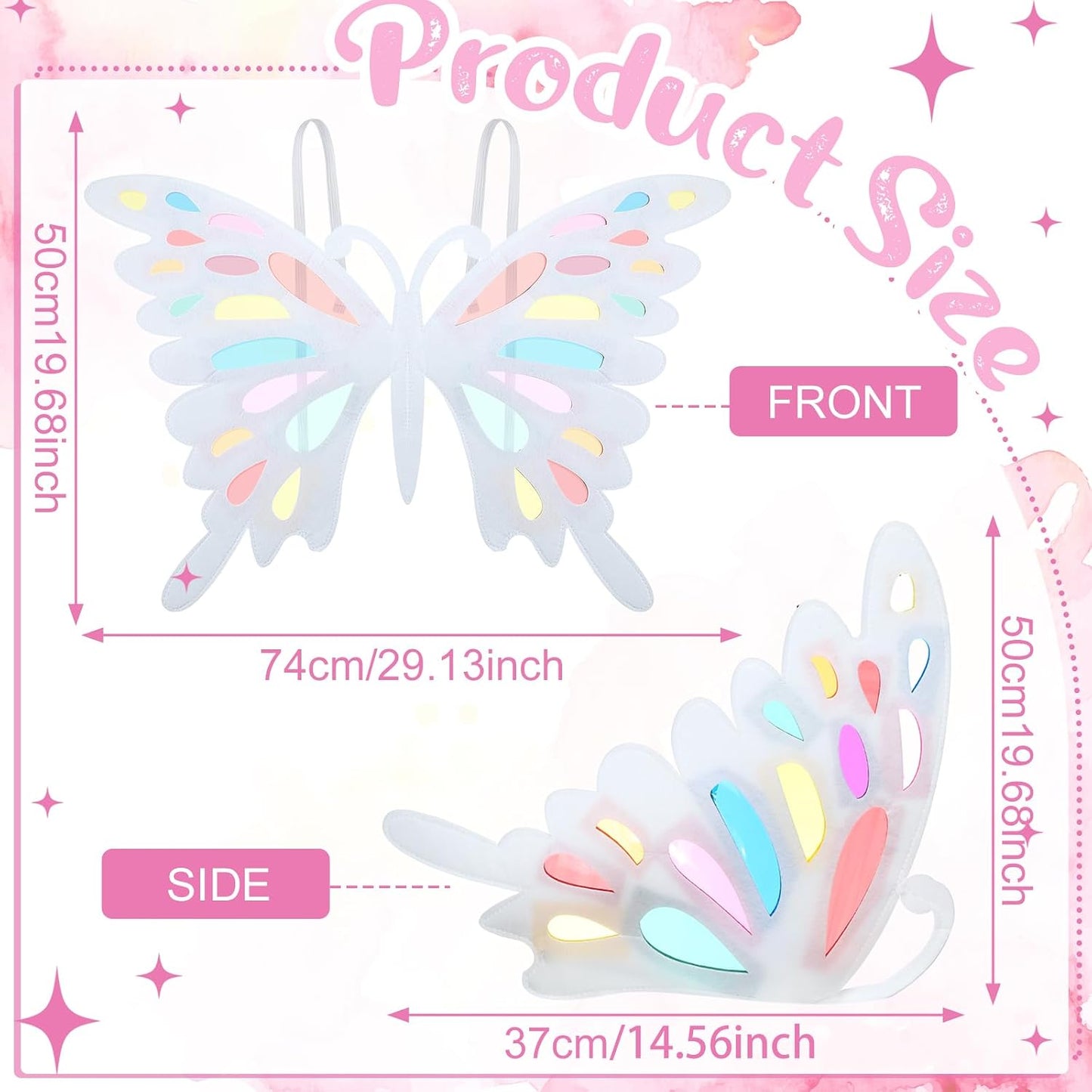 Chunful Large Butterfly Suncatcher Wings Costume Accessories Colorful Butterfly Wings for Halloween Cosplay Princess Birthday Dress up Party Valentine Spring BST220