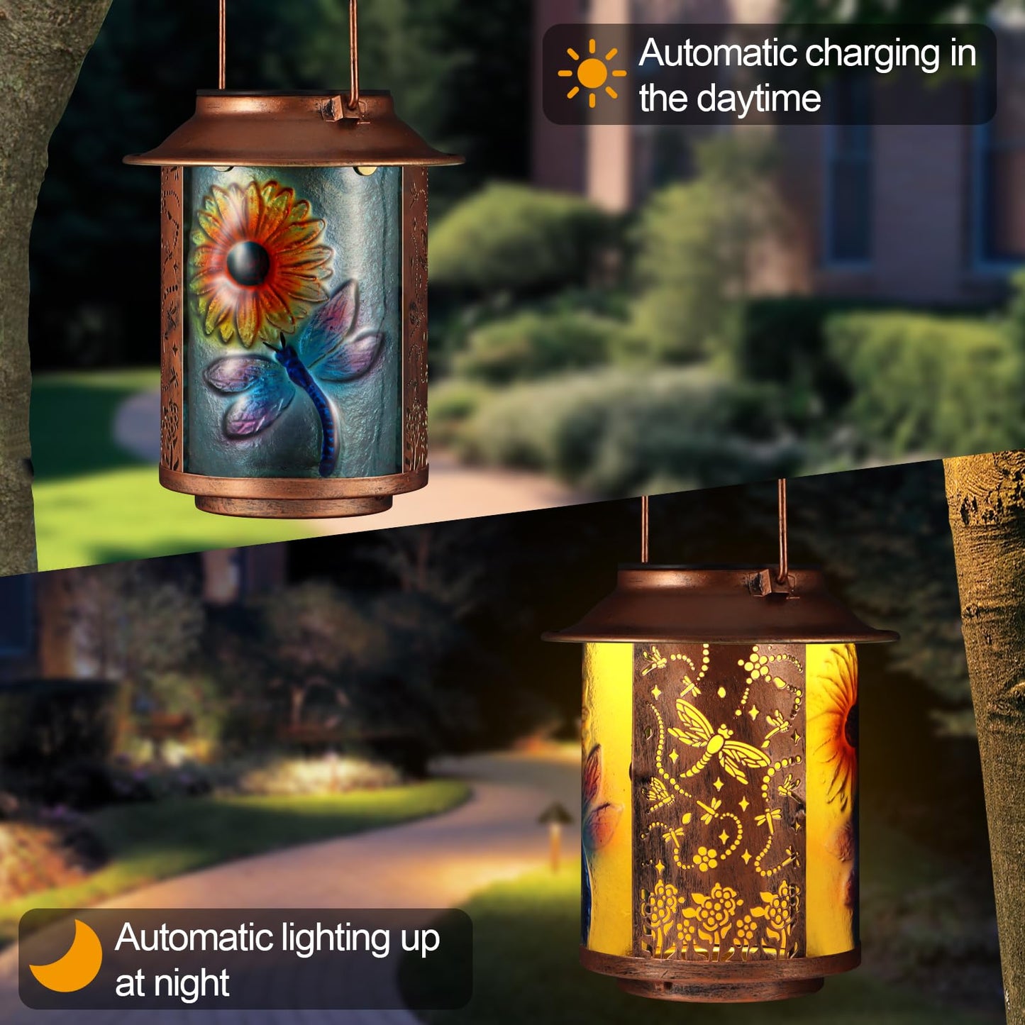 2 Pack Solar Lanterns Outdoor Waterproof N30