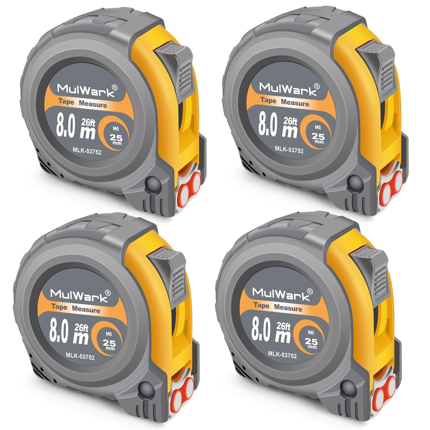 MulWark 25ft Metric Tape Measure, Measuring Tape Retractable, Easy Read Measurement Tape Both-Side Metal Blade, Magnetic Hook & Shockproof Case for Construction, Carpenter, Architect, Woodworking