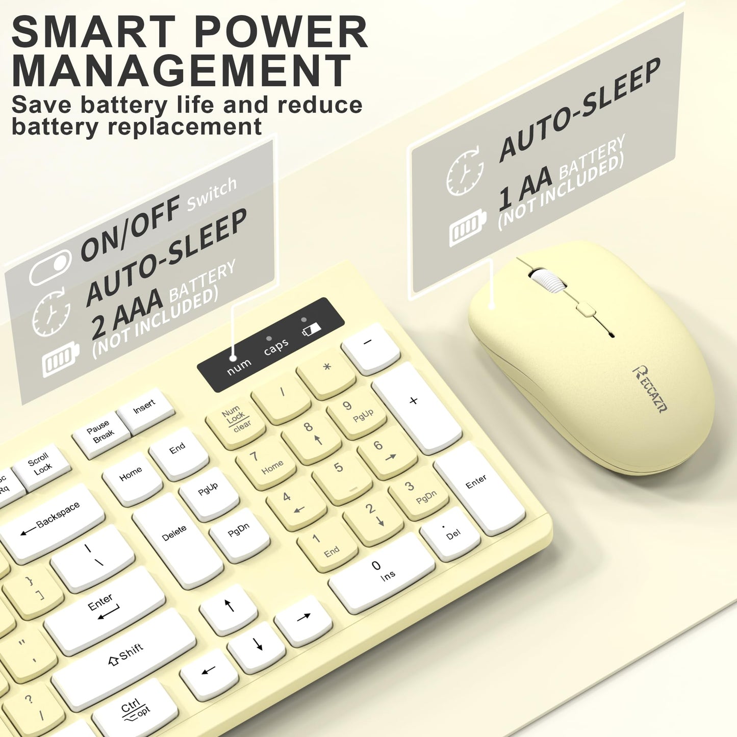 Wireless Keyboard and Mouse Combo, Full-Sized Wireless Keyboard and Adjustable DPI Mouse, 2.4GHz USB Receiver, Silent Keyboard and Mouse for PC, Windows, MAC, Desktop, Laptop (Avocado Green)