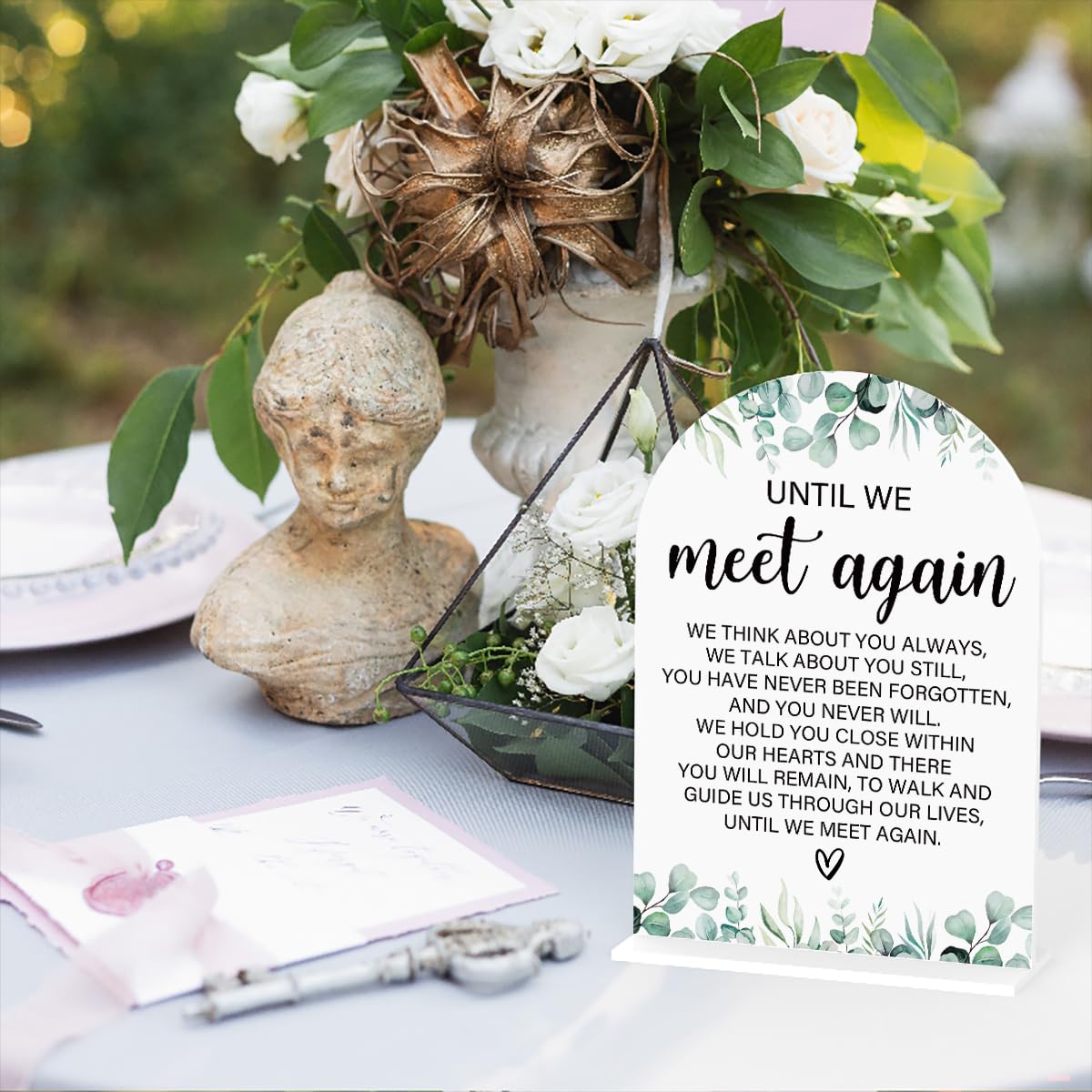 Acrylic Wedding Sign Bubble Send Off Signs for Ceremony Modern Calligraphy Arch Acrylic Table Top Signs for Wedding Reception and Event Party Table Decor (White Eucalyptus Leaves) BST326L