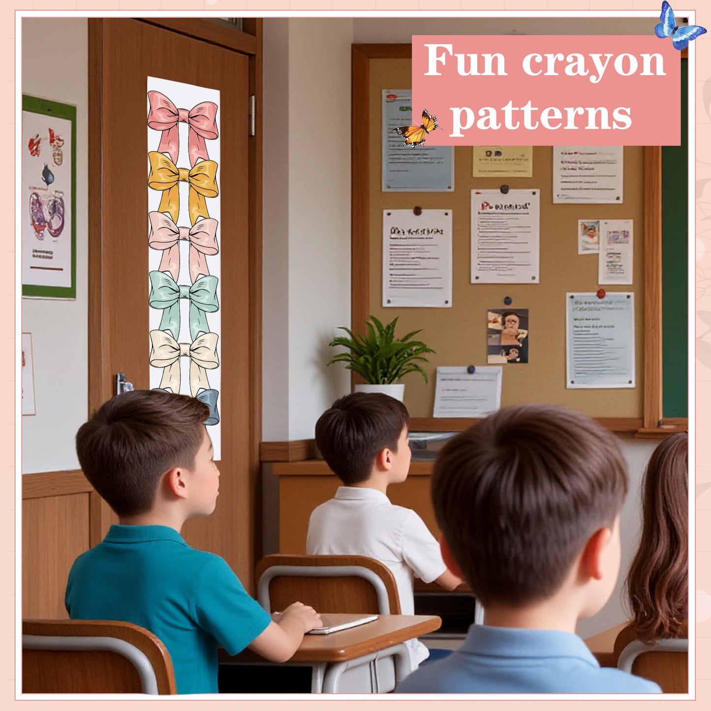 2 Pcs Bow-knot Classroom Door Cover School Classroom Curtain,Bohemian | Thickened Door Curtains, Blackout Curtains 8x43'', Light Blocking Window Covers, Office, Porch, Schoolroom Cover Shade BST326L
