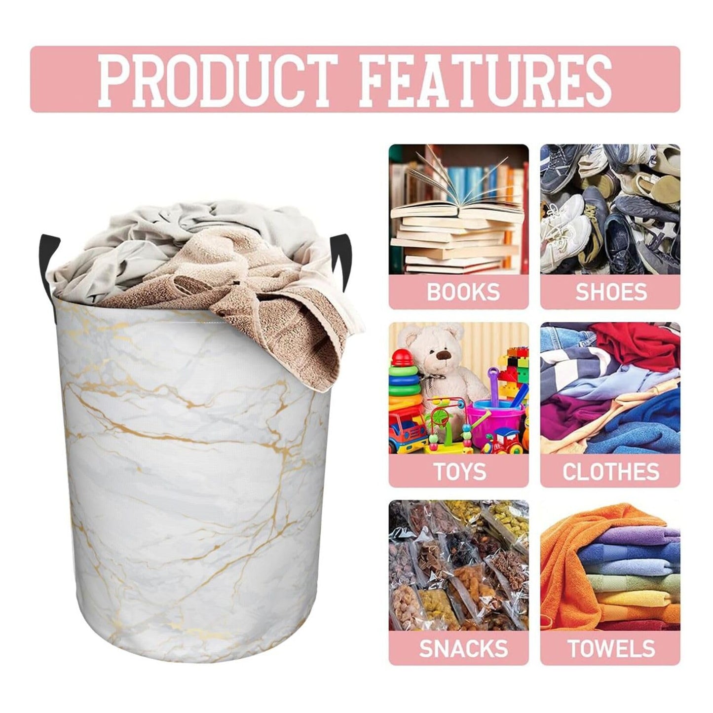 Basketball Round Laundry Hamper Basket Ball Texture Storage Basket Toys Clothes Organizer Bin For Home Bathroom Bedroom Dorm Nursery, 62l BST202