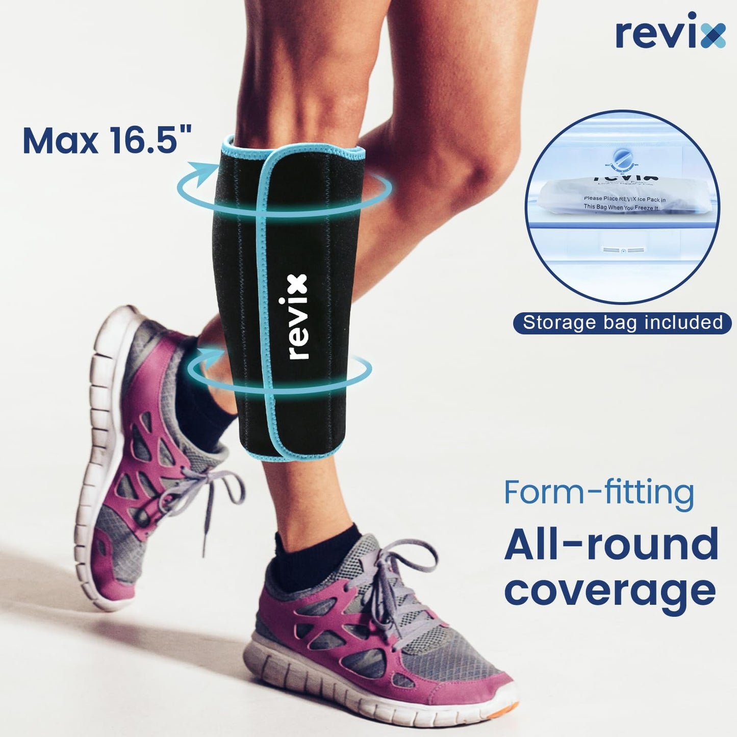 REVIX Shin Ice Pack Reusable Leg Ice Pack Wrap Cold Therapy Compression Sleeve N25