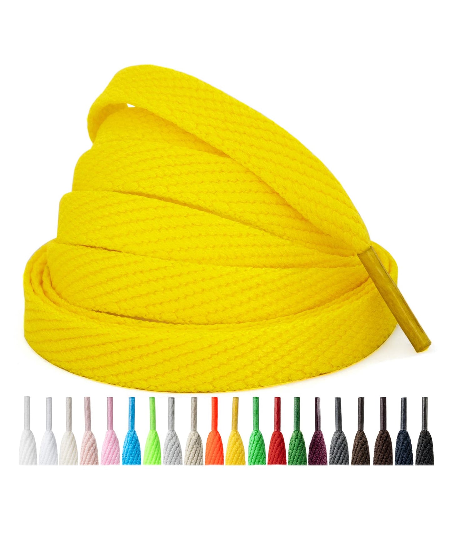 Handshop 2 Pairs Athletic Flat Shoe Laces for Sneakers in 20 Colors, 2/5" Wide Replacement Shoelaces in 30"-63" WN420