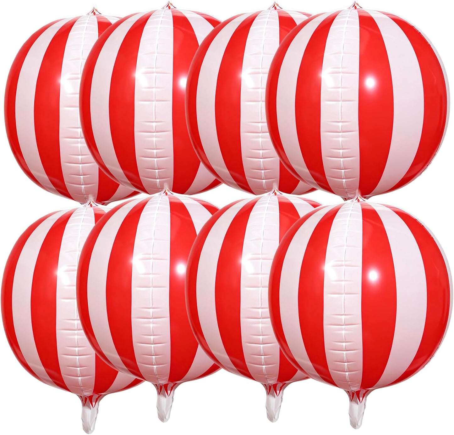 Carnival Theme Balloon 22inch Foil Red and White Balloons Circus Theme Party Decorations Carnival Candy Cane Balloons Striped Balloon Circus Decorations, 8pcs Decor for Birthday Party BST202