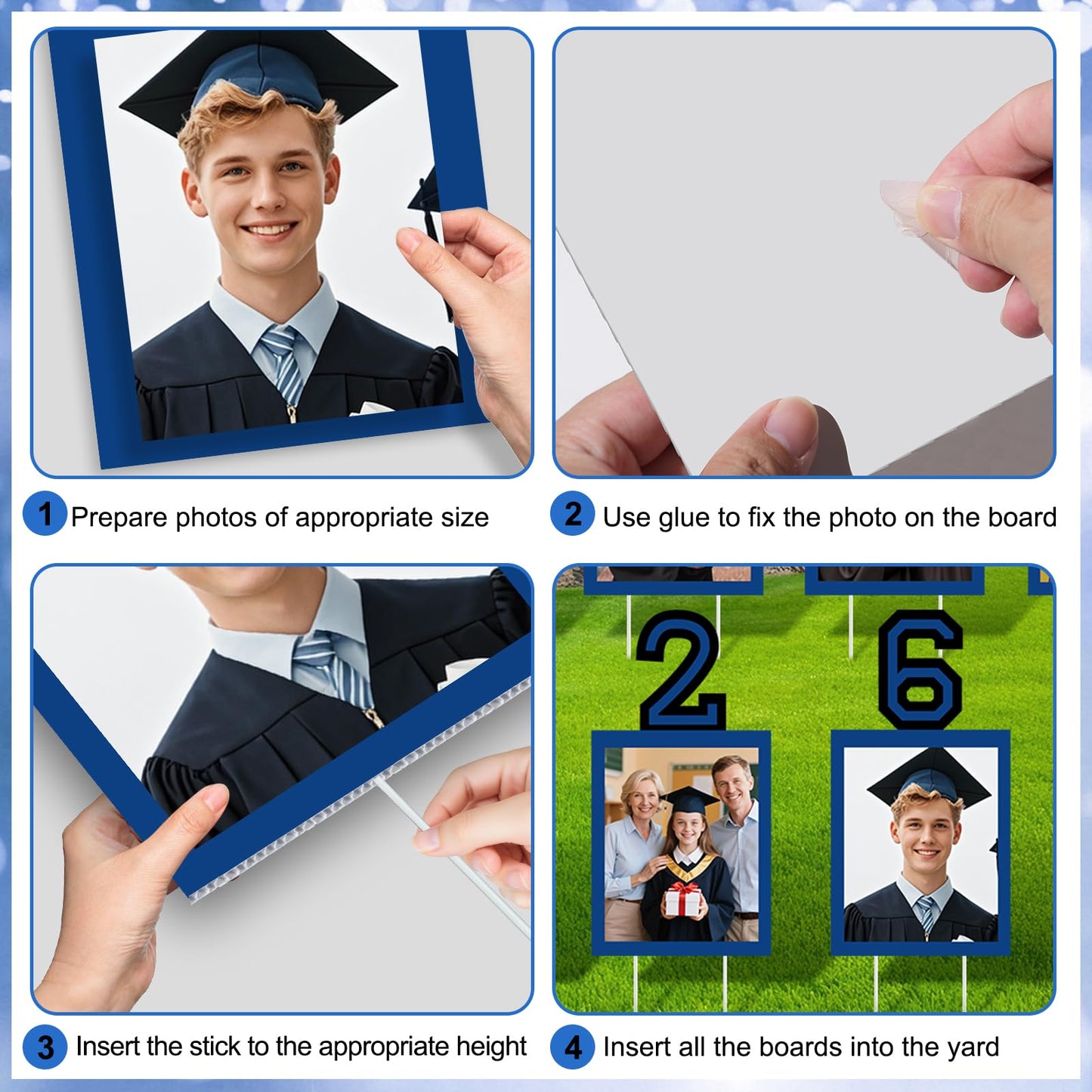12 Pcs Graduation Photo Yard Sign Decorations 2026, K-12 Grade Graduation School Picture Frame Lawn Sign with Stakes for Kindergarten Middle High School Class of 2026 Grad Party Decorations, Red WN420
