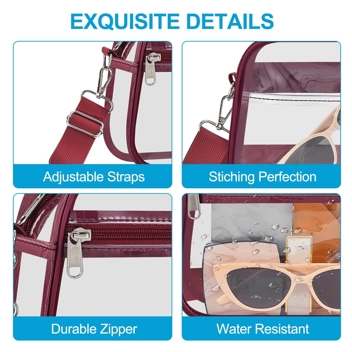 Clear Bag for Stadium Events Stadium Approved Women's Top-Handle Handbags | Mini Small Clear Bag Purse with Wide Adjustable Strap and Front Pocket for Sports Concerts, Festivals BST202