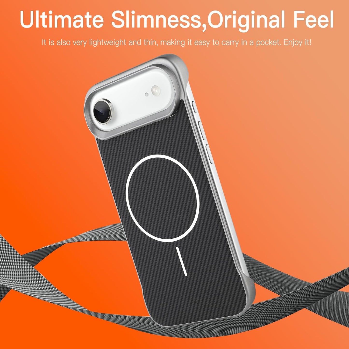 Made for fit for iPhone Air Case with Carbon Fiber Texture Design, Compatible with Magsafe, Matte Back Anti-Scratch, Magnetic Slim Phone Cover Gray. WN420