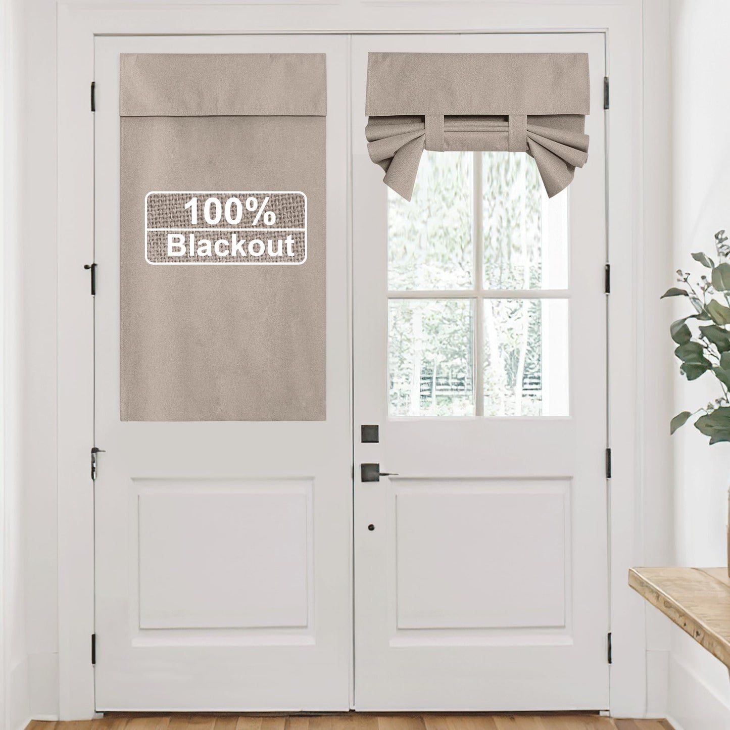 RYB HOME Grey Classroom Door Linen Curtain for Small Window, 100% Blackout Shades Lightweight for French Door Window, W 8 x L 36 Room Darkening Privacy Curtains Tie up Shade, 1 Panel BST220