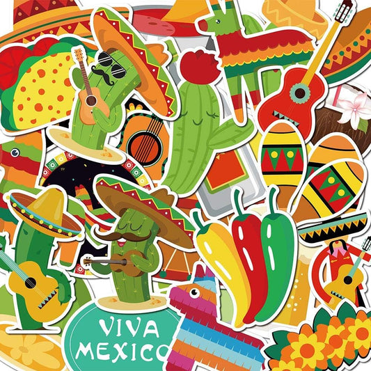 Mexico PVC Waterproof Stickers(60pcs) for Bottles,Luggages,Laptop,Skateboard,Notebooks,Cars,Motorcycles,Bicycles BST326L