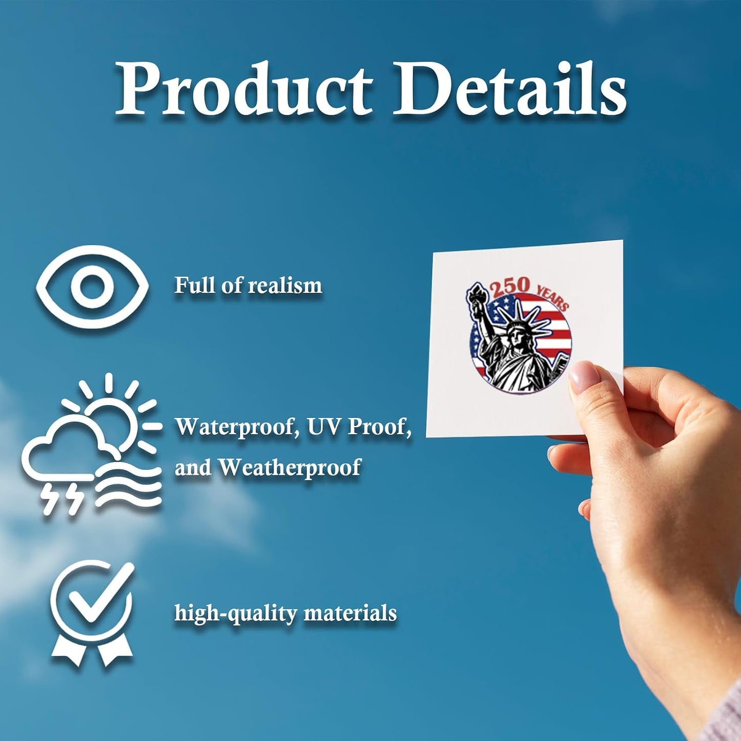 Dazoratix 250th Anniversary Car Decals - 7 Pcs Eagle 250 Years America Flag Merchandise American Patriotic USA 4th of July Independence Vinyl Rearview Mirror Stickers for Window Vehicle Tumbler Bumper BST326L