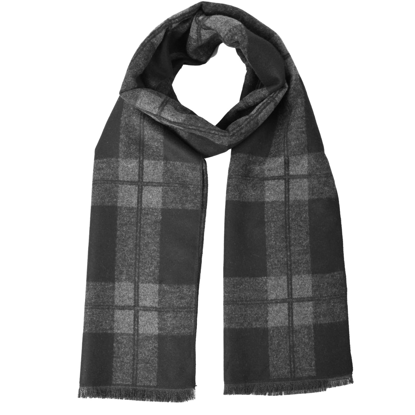Mens Winter Scarf Cashmere Feel Warm Scarves Long Plaid Tassel Scarf for Men WN420