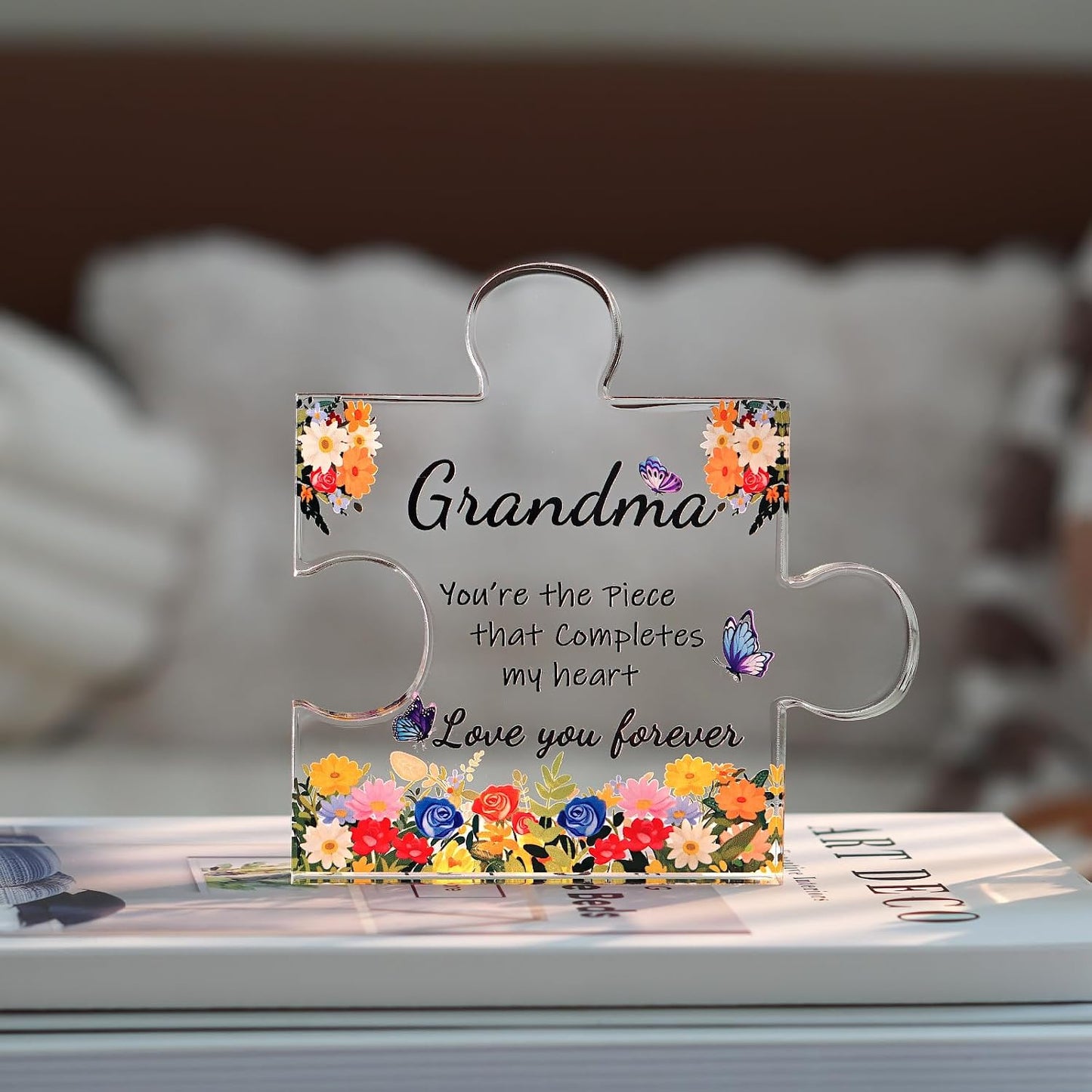 ADDWel Mothers Day Gifts for Grandma - Great Grandma Gifts from Grandkids - Cute Presents for Grandma Birthday Christmas Stocking Stuffers Thanksgiving - Fancy Engraved Acrylic Block Puzzle Piece BST326H