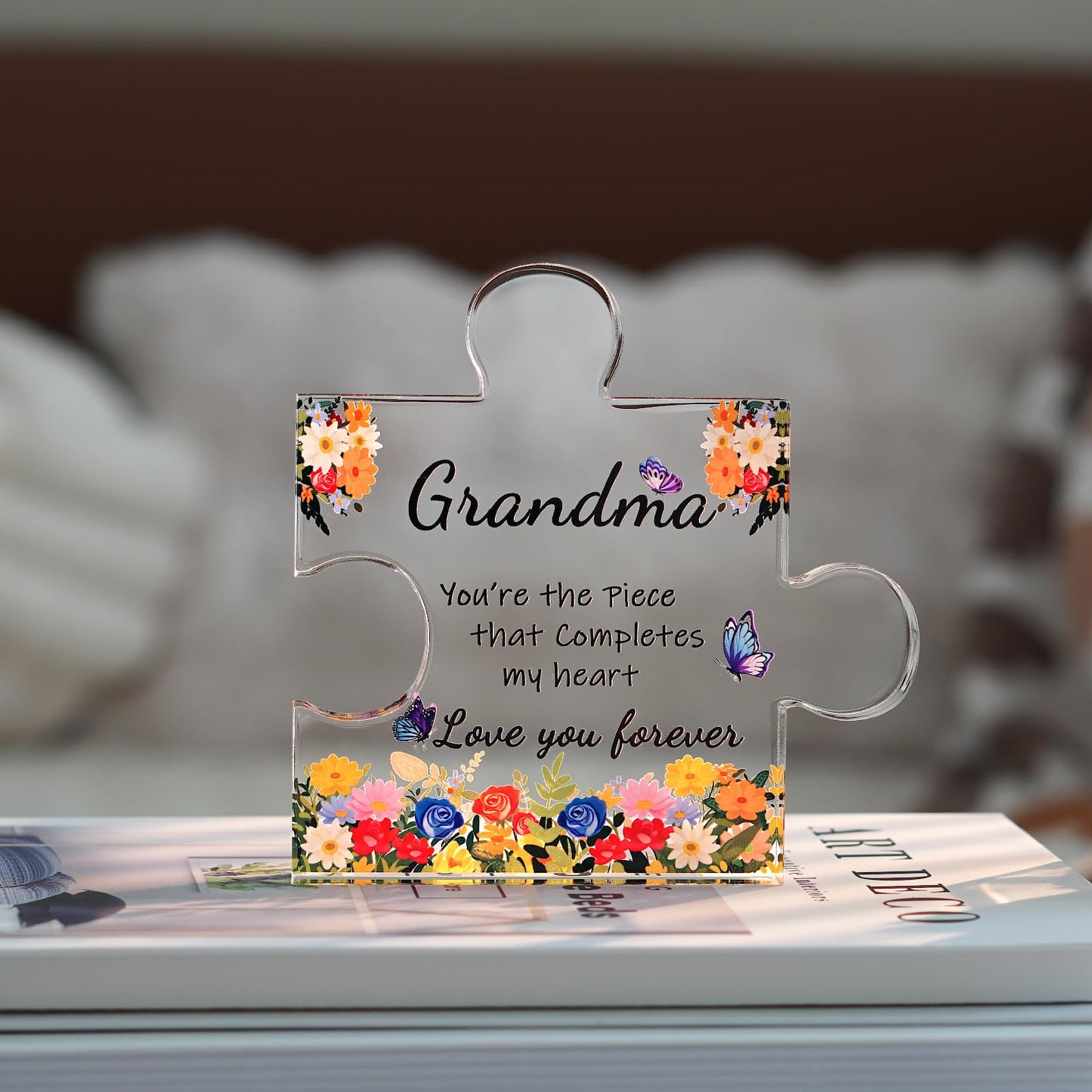 ADDWel Mothers Day Gifts for Grandma - Great Grandma Gifts from Grandkids - Cute Presents for Grandma Birthday Christmas Stocking Stuffers Thanksgiving - Fancy Engraved Acrylic Block Puzzle Piece BST326H