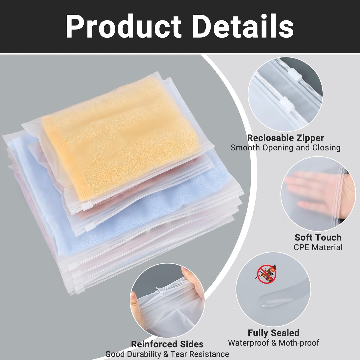 Clear Swimsuit Storage Bags, Clear Shirt Packaging Bags for Bikini, Swimwear, Bathing Suit Storage, 12x8 inch, Pack of 50, Waterproof, 3 Mil BST220