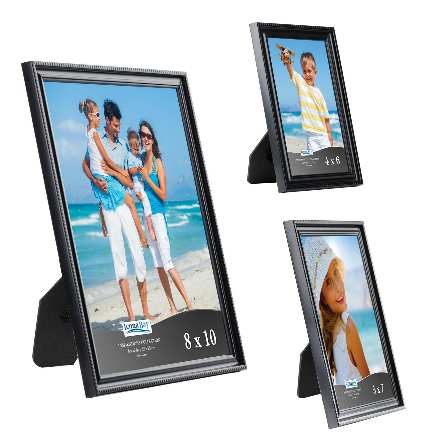 Icona Bay Combination White Picture Frames Set - 10 PC (Five 4x6, Three 5x7, Two 8x10), Inspirations Collection Multi-Pack for Contemporary Wall Gallery BST220