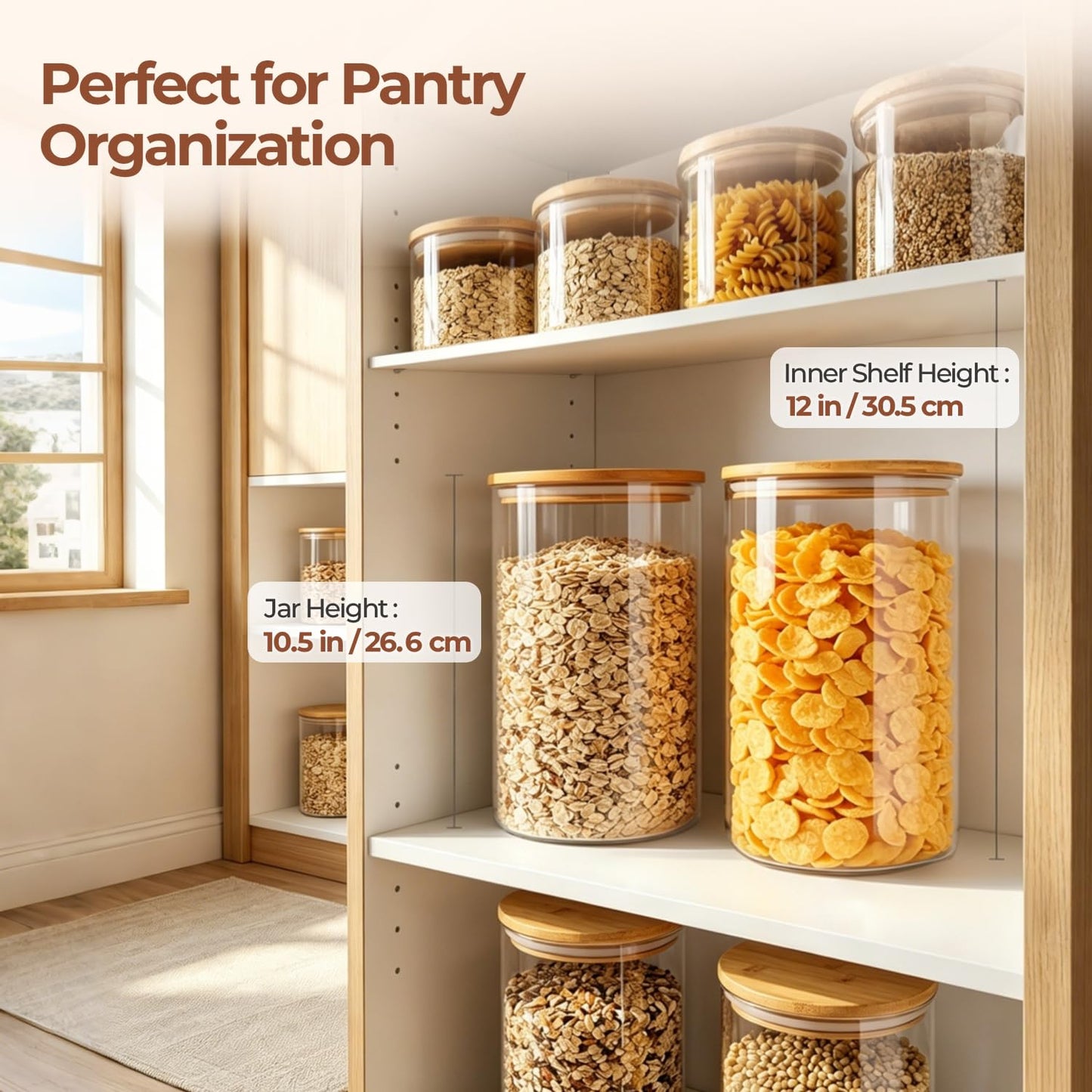 ComSaf Glass Storage Containers With Lids 0.5 Qt, 6 Pack Small Glass Jars | Small Glass Containers, Spice Jar 15oz, Candy, Family Snack Storage, Coffee Bar Organization, Size For Subpackage, BPA Free BST220