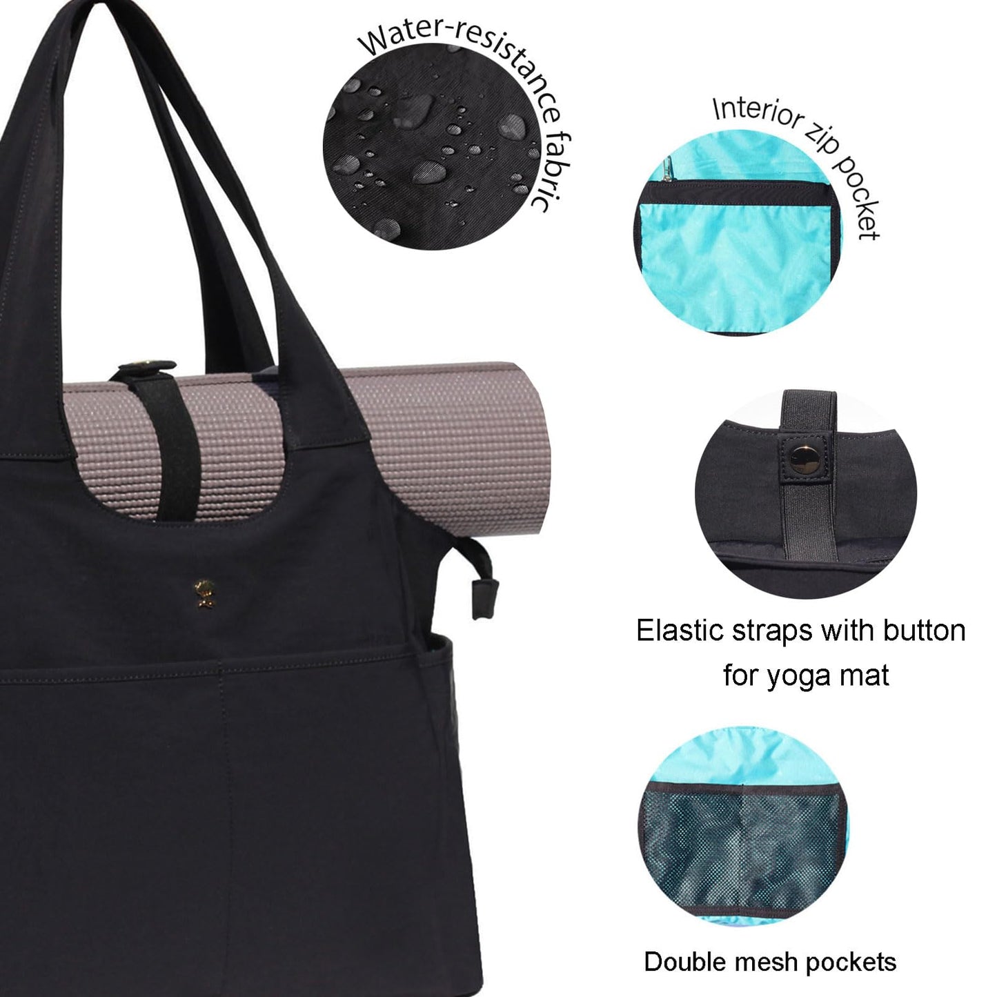 ESVAN Yoga Tote Bag Mat bag Women Shoulder Bags Carryall Tote for Travel Office Workout Gym Nurse Beach BST326H