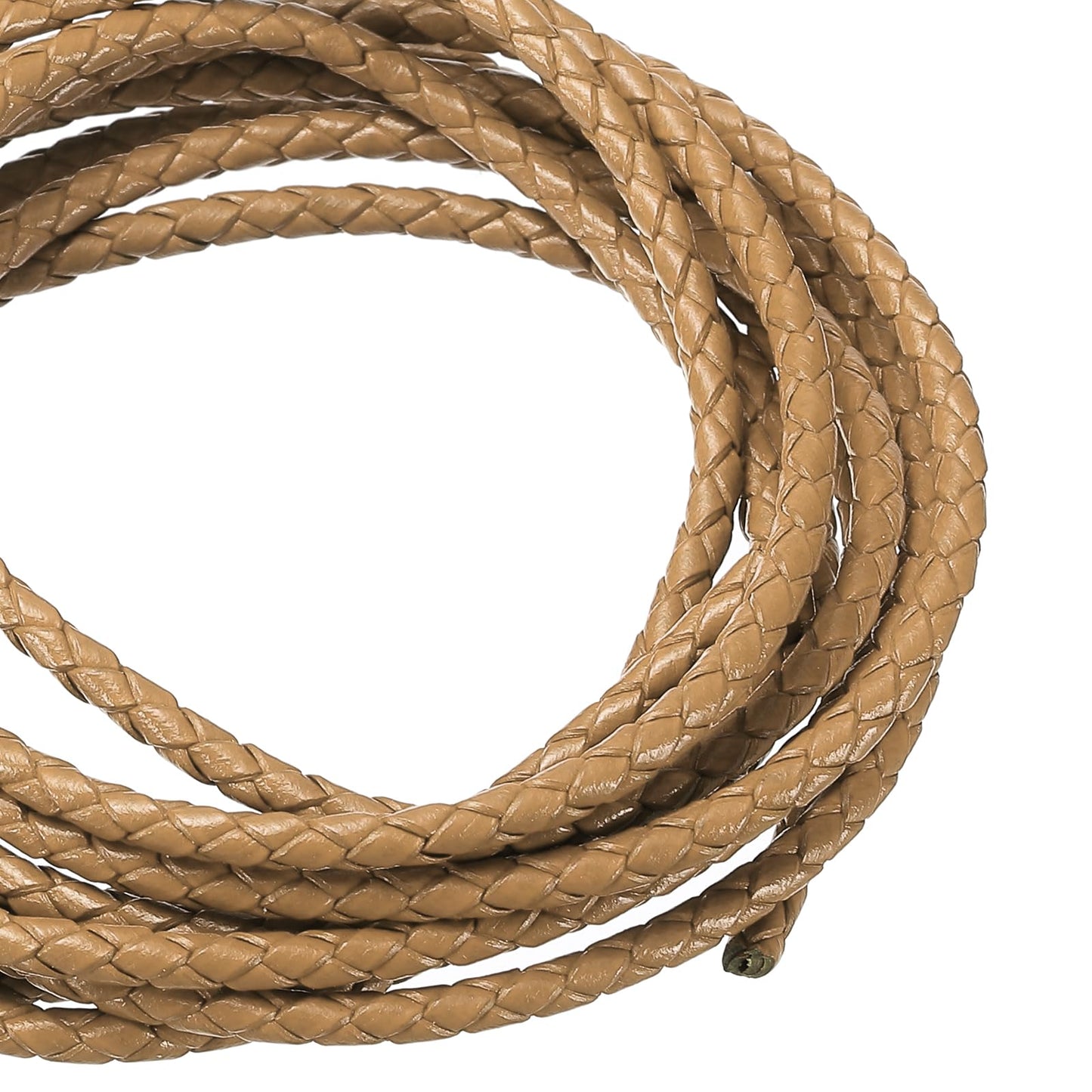 uxcell Leather Cord, 2.2 Yards 4mm Dia Braided String Strip for Purse Handbag Shoelace DIY Crafts Bracelet Making, Yellow BST326L