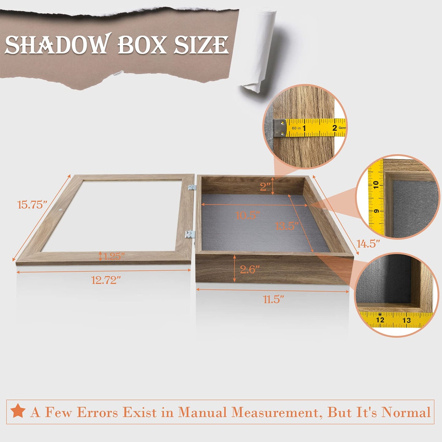 Golden State Art 11x14 Shadow Box Frame Display Case - 2 inch Depth Great for Collages, Collections, Mementos, 6 Pins Included (White, 1 Pack) BST326H