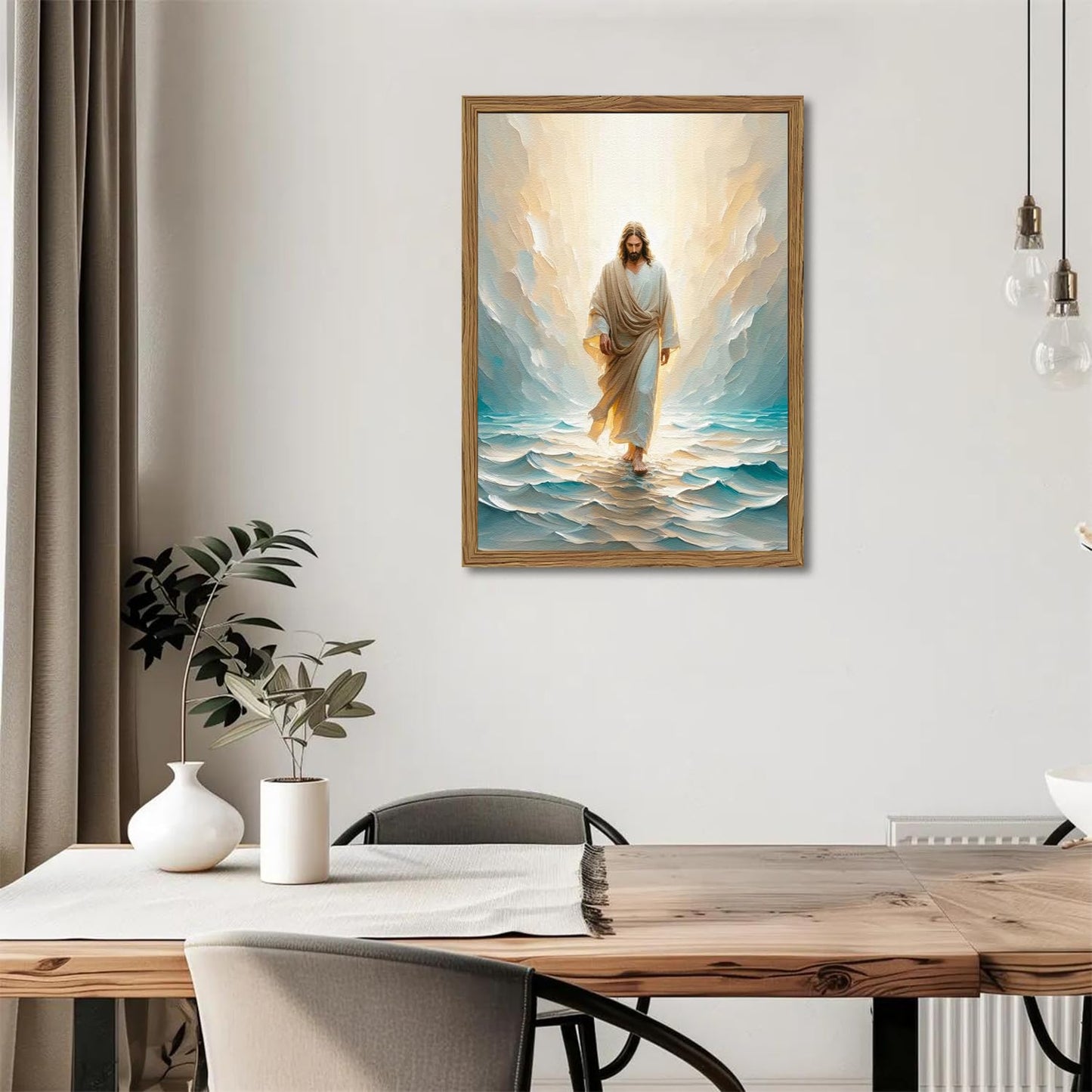 Framed 3D Textured Jesus Embracing Woman Wall Art, Jesus Hugging Woman Wall Decor Hand Drawn Sandstone Religious Christian Bible Painting Pictures for Bedroom Living Prayer Room 12x16 in Wood Framed BST202