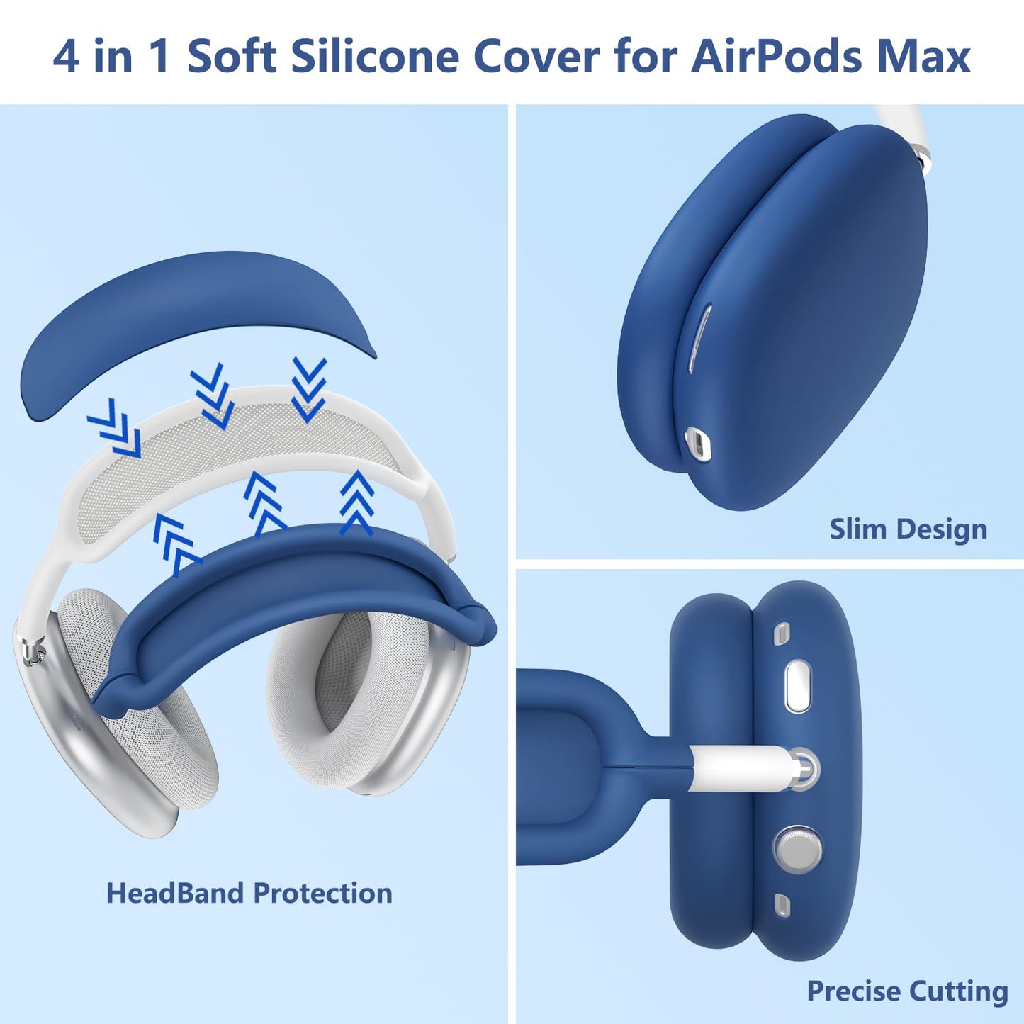 Case for Airpods Max Headphones, Ear Pad Case Cover/Ear Cups Cover/Headband Cover for AirPods Max 2 & 1 (USB-C/Lightning) (2026/2024/2020), Silicone for Apple Airpod Max 2,Accessories Cases,Deep Green WN420