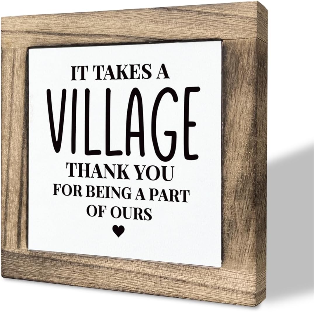Desk Decor Gifts, Box Wood Plaques Desk Décor, Plaque with Thank You Quotes, Child Care Worker Gift, Appreciation Gifts, Table Decor Gift for Baby Sitter, Thank You for Being Part of Ours BST202