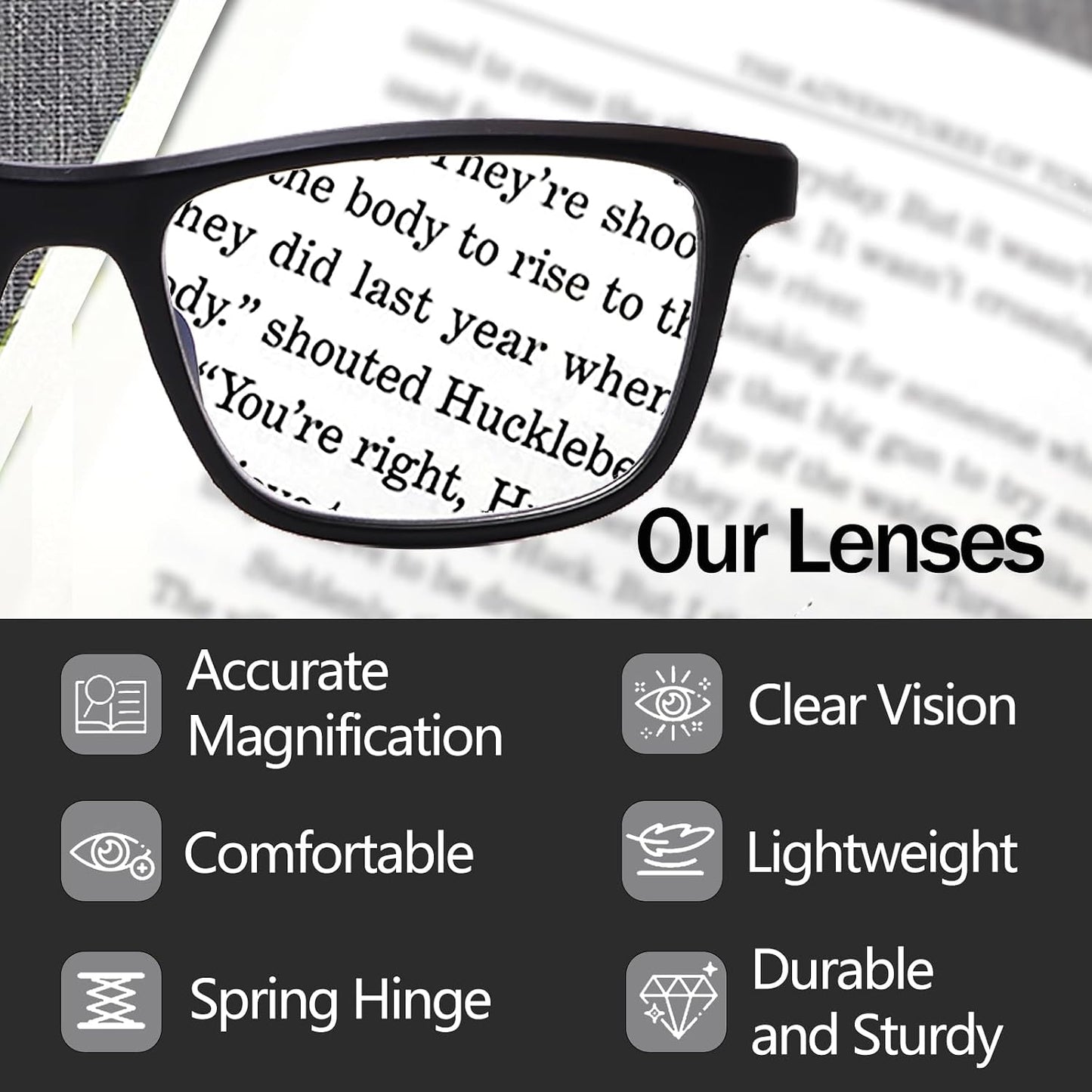 Henotin Blue Light Reading Glasses for Men - Traditional Frames - Readers with Spring Loaded Hinges WN420
