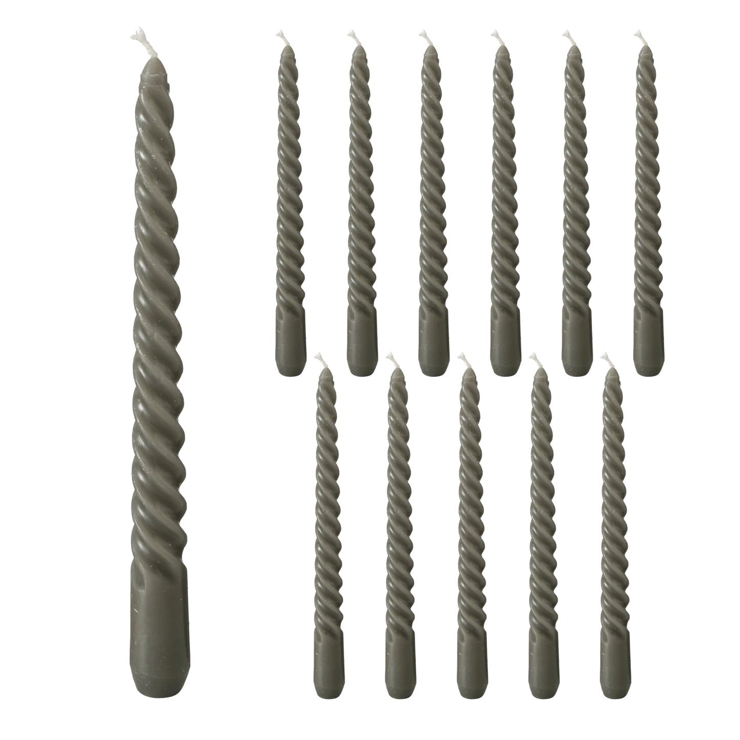 12 Piece Pale Green Twist Taper Candles, 2 Boxed Sets of 6, 4 Hours Burn Time, Paraffin Wax, 7.75 Inches BST220