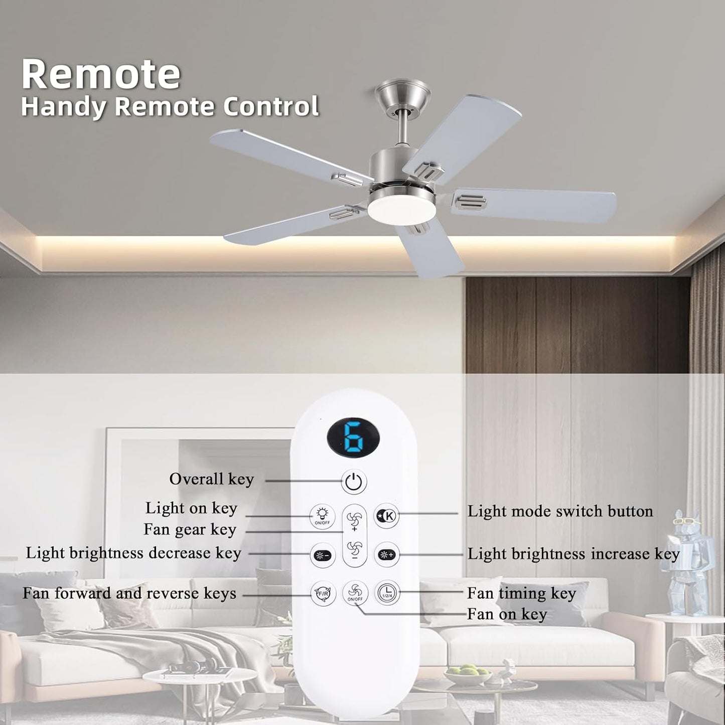 (2 Pack)42 inch Modern Ceiling Fans with Lights 31
