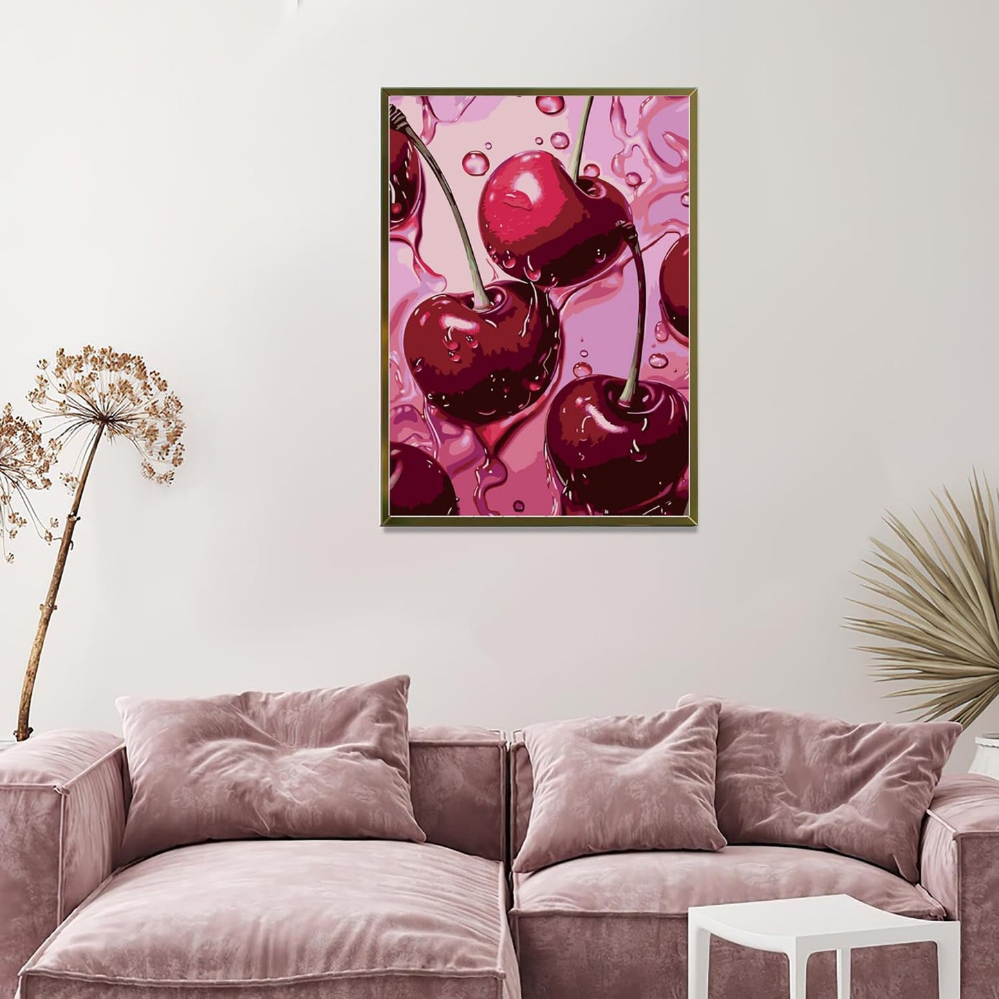 AIBOERL Cherry Diamond Art Kits for Adults,Cherry 5D Diamond Painting Kits for Adults Beginners,DIY Full Round Drill Diamond Dot Painting Gem Art Kits for Adult, Home Wall Decor 12x16Inch BST220