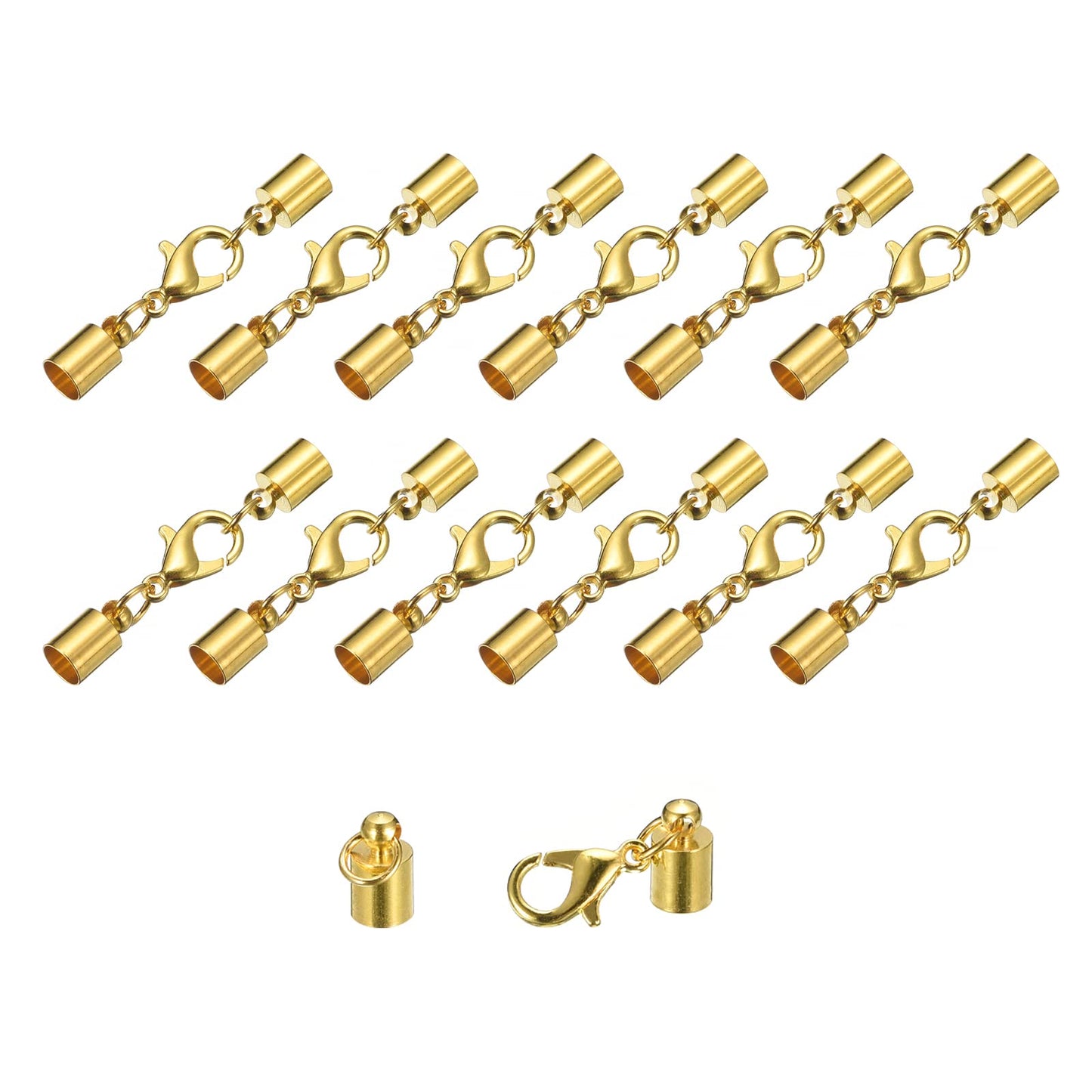 uxcell 20Sets Leather Cord End Caps with Lobster Claw Clasps Fit 4.5mm Cords, Barrel Terminators for DIY Making Leather Bracelets, Bronze Tone BST326L