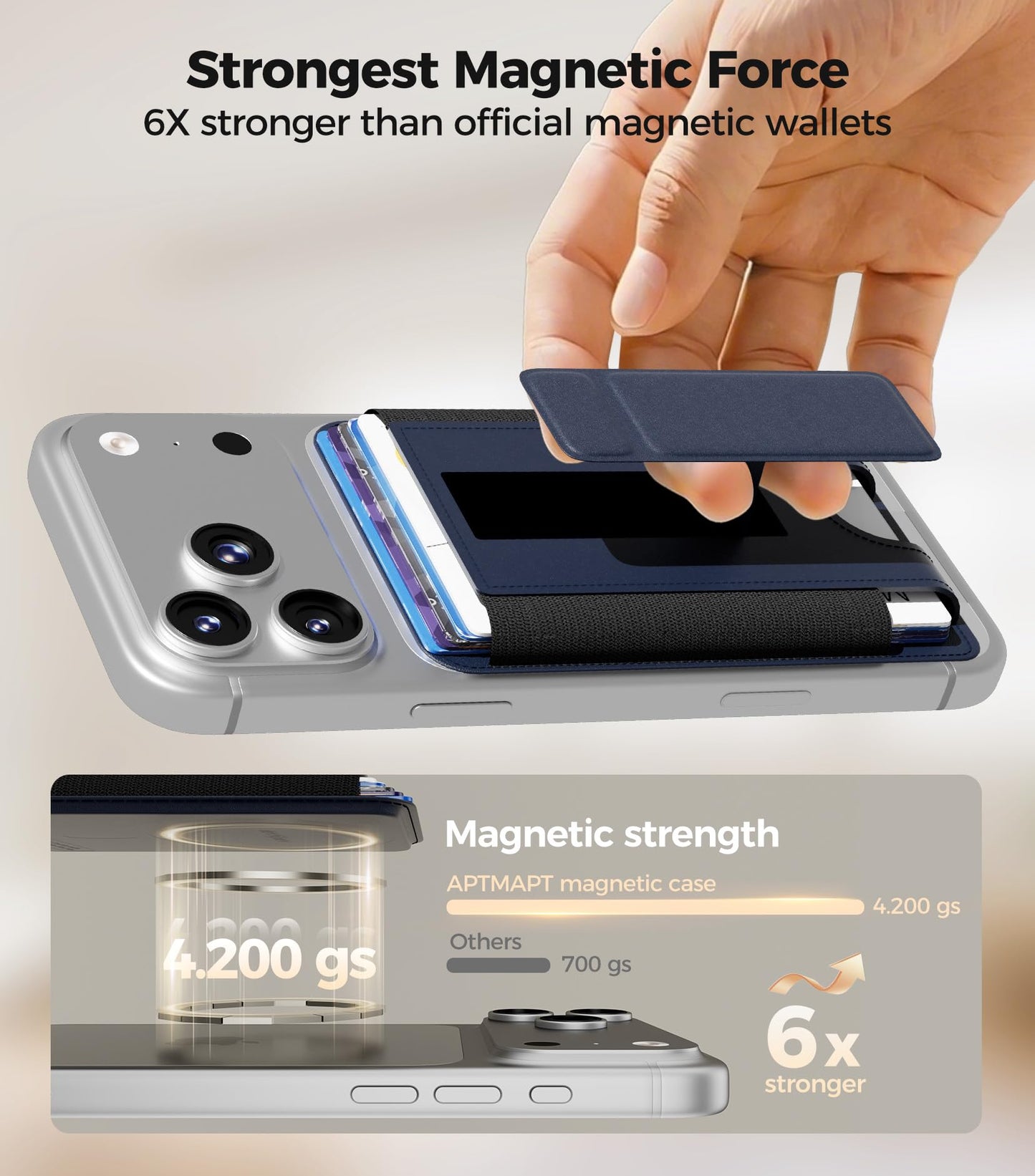 for MagSafe Wallet, Works with Apple Find My, 5-Card RFID Holder with Stand Also Grip, Strong Magnetic Wallet for iPhone 17/16/15/14/13/12 Pro Max Air Plus, Wireless Charging, Brown BST220