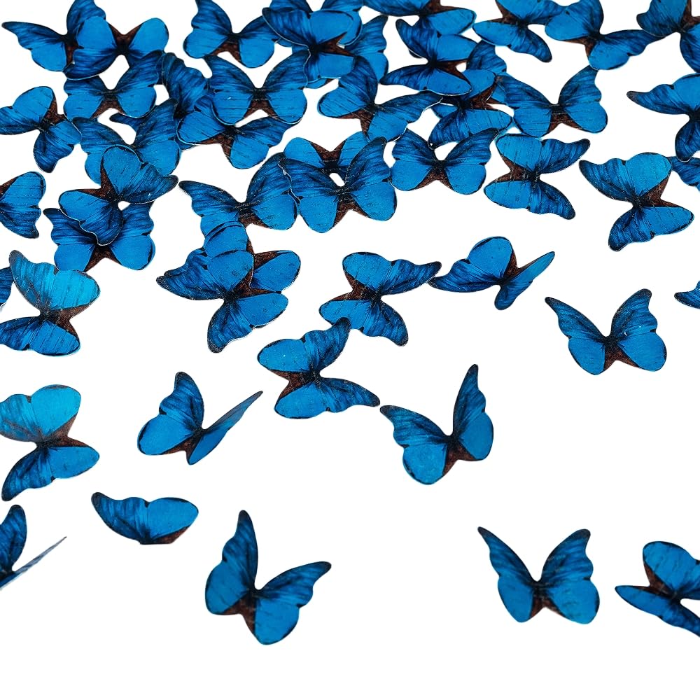 Edible Butterflies for Cake Decorating, Rainbow edible Butterfly Cake Toppers and Cupcake Toppers, Edible Wafer Paper Butterflies Set of 48 Rainbow Cake Food Decorations (5Colors-1) BST326L
