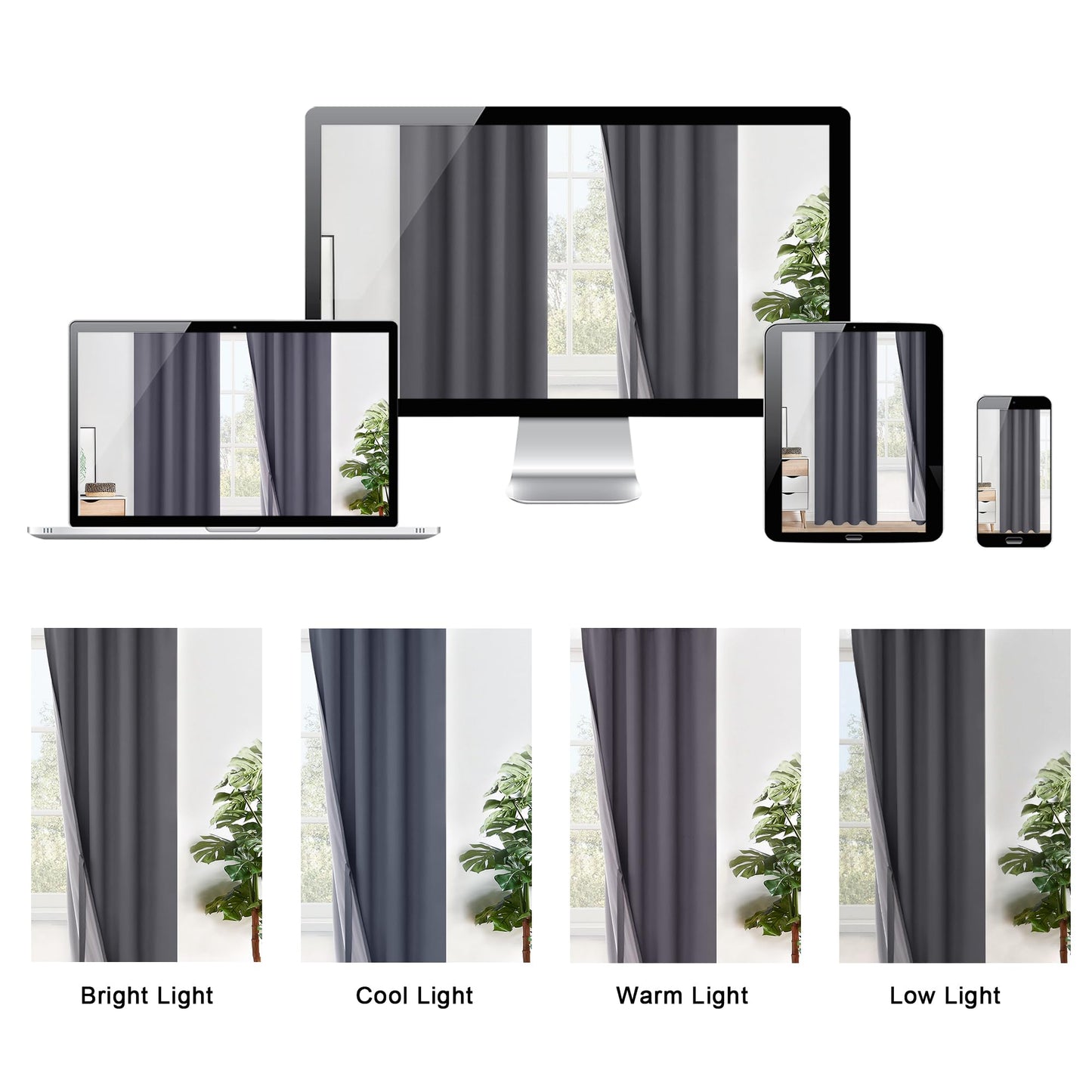 XWZO White Blackout Curtains with Tiebacks - Rod Pocket & Back Tab Heat and Full Light Blocking Window Panels for Bedroom/Nursery, 84 Inches Long Thermal Insulated Draperies, W42 x L84, Set of 2 BST326H
