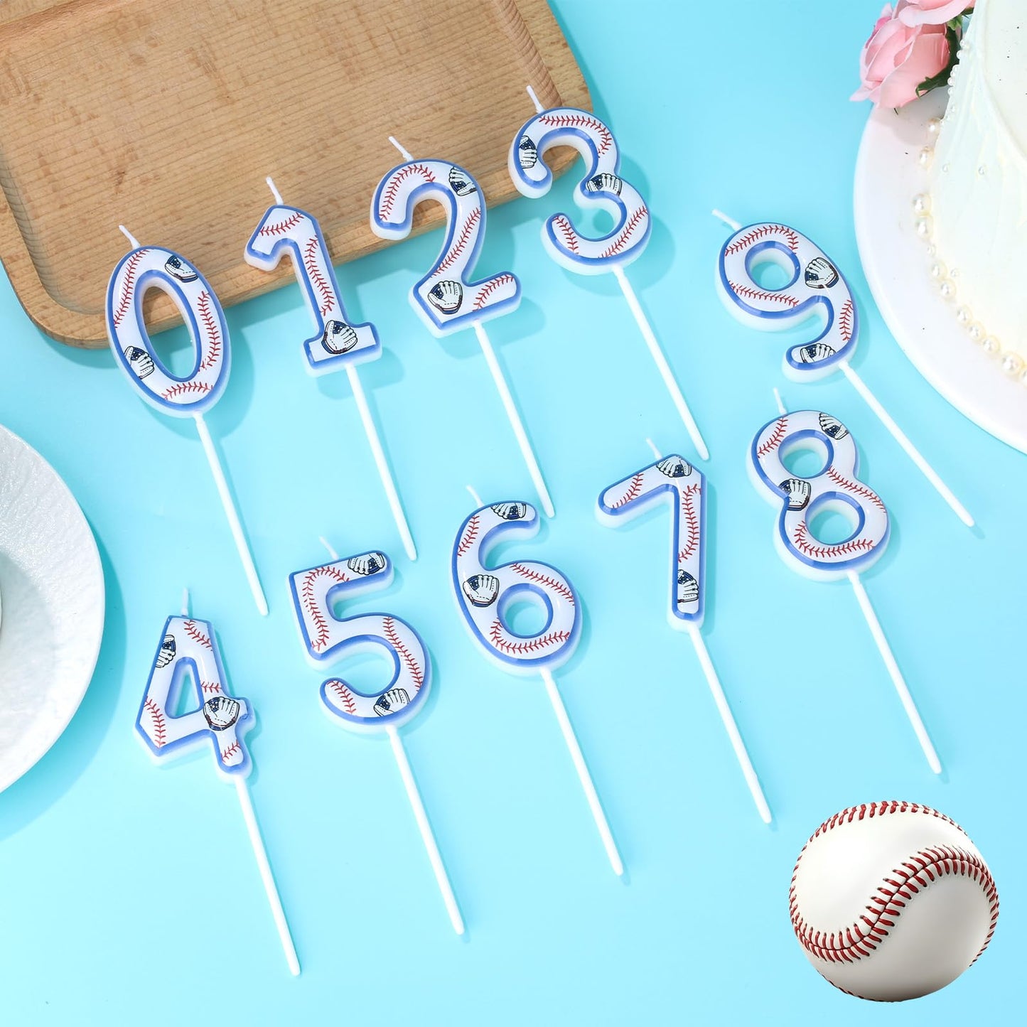 Baseball Birthday Candles, Baseball Themed Cake Topper for Boys Girls Number Candle for Sport Party Decorations & Supplies (Number 6) BST220