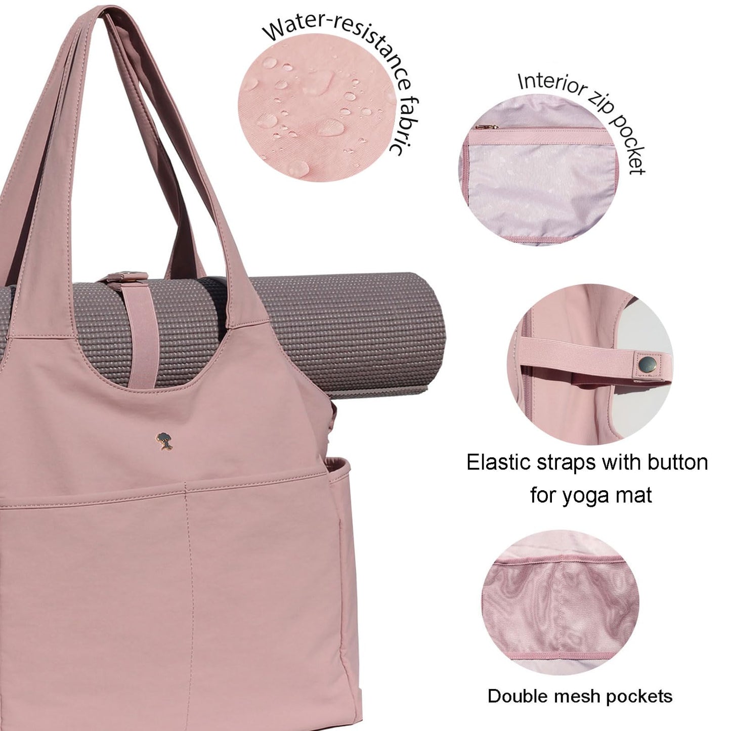 ESVAN Yoga Tote Bag Mat bag Women Shoulder Bags Carryall Tote for Travel Office Workout Gym Nurse Beach BST326H