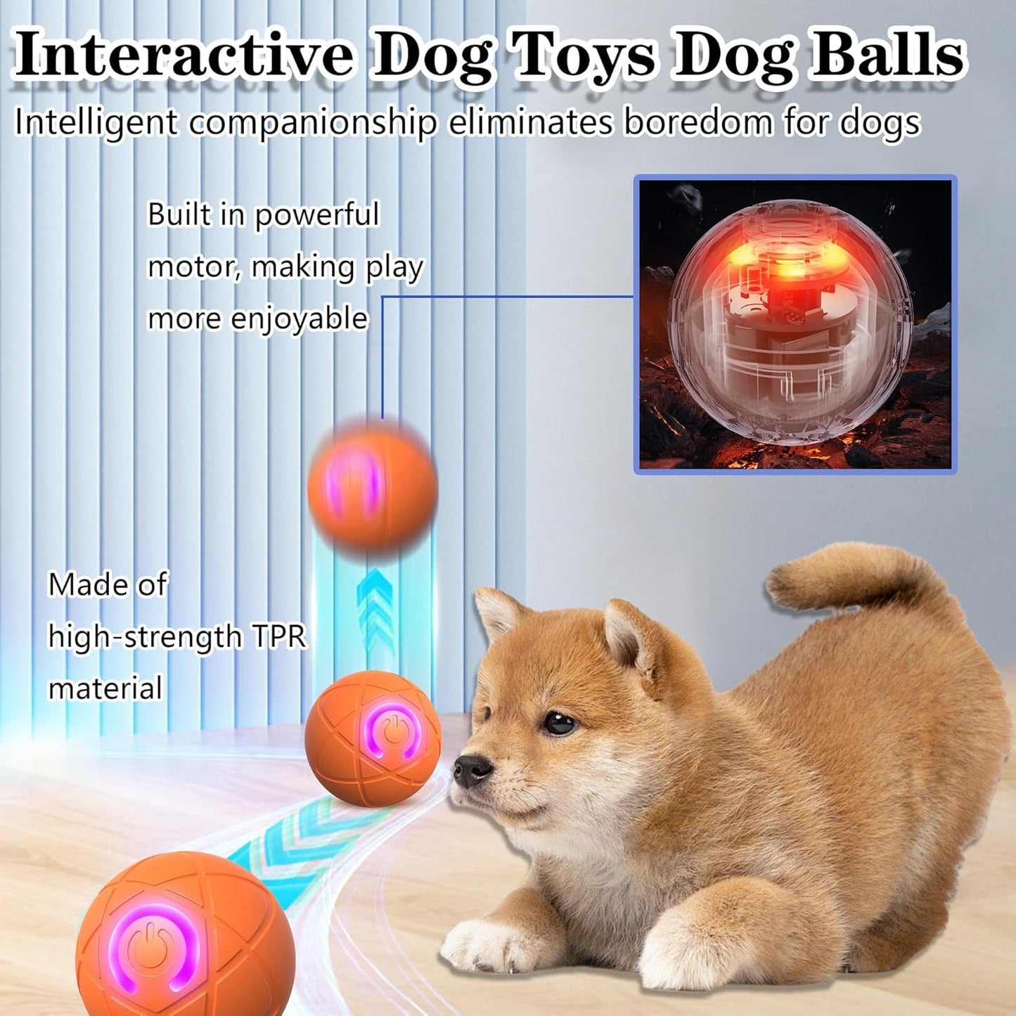 IRIDESCENT Interactive Dog Toys Dog Balls Activated Automatic Rolling Ball for Puppy Small Medium Dogs Smart Jumping Automatic Moving Bouncing and Rotating Ball Vibrating Keep Them Busy WN420
