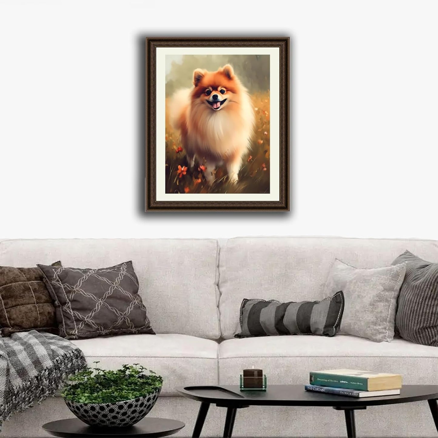 TUTUMAY21 Christmas Gift Pomeranian Dog Happy Animal 5D Diamonds Painting Kits for Adults, DIY Full Round Drill Handmade Gifts Relaxation and Bathroom Decor for New Year Valentine's Day 12x16 inch BST220