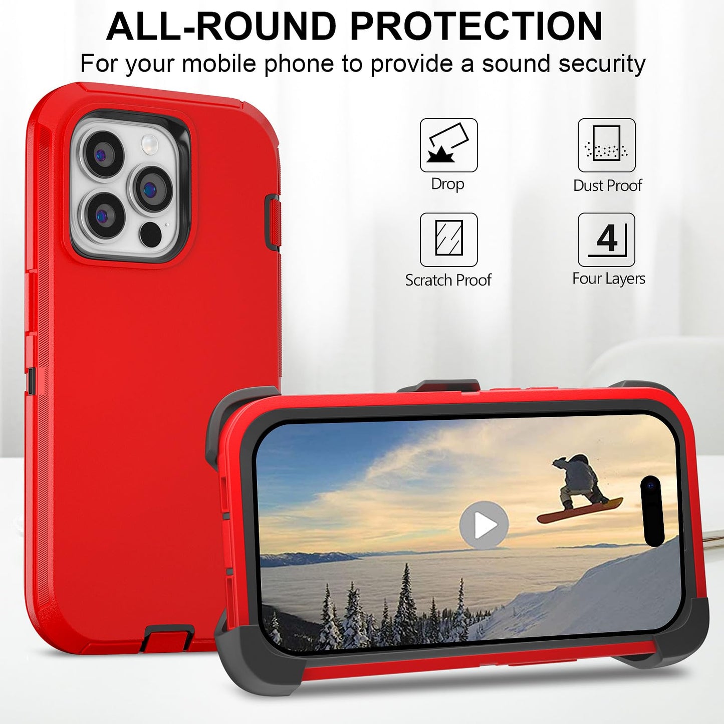for iPhone 11 Case with Belt Clip Holster Kickstand & 2 Screen Protector, Full Protection Heavy Duty Phone Case, Shockproof Drop-Proof Durable Cover 6.1" [Black+Clip] WN420