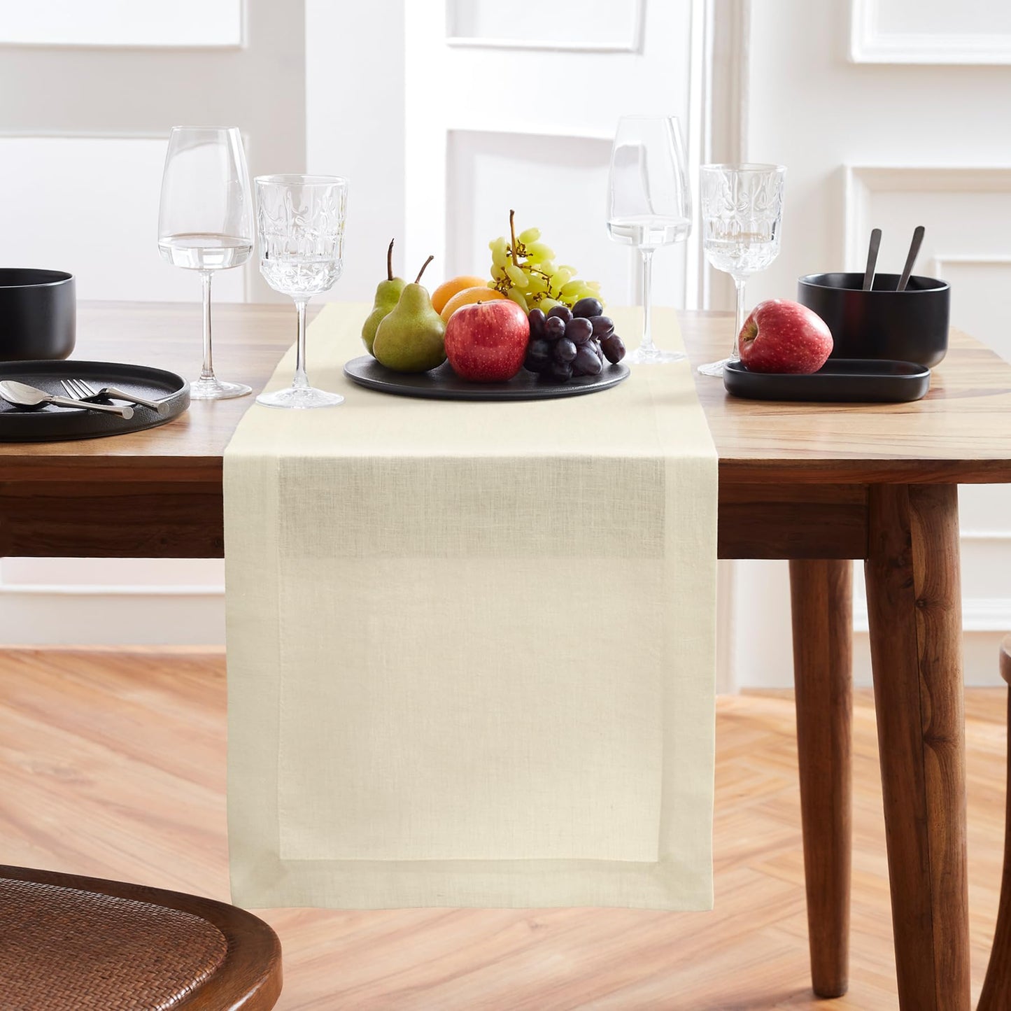 Solino Home 100% Pure Linen Dining Table Runner Cordovan, Sonoma 14 x 48 in | Table Runners for coffee tables, entryway tables and layered dresser styling | prewashed, relaxed drape | OEKO-TEX Certified BST326SOLH