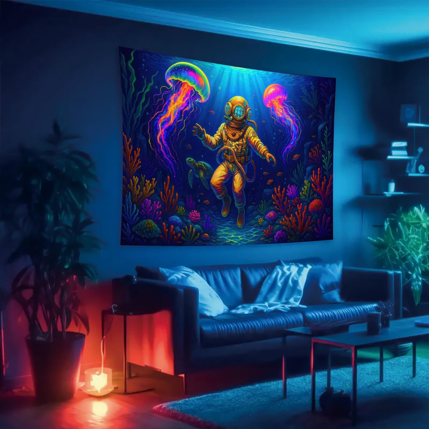 Starlit Patio Astronaut Blacklight Tapestry Trippy Forest Moon Vortex UV Reactive Galaxy Wall Hanging Psychedelic Space Poster Fluorescent Sci Fi Room Decor for Bedroom Dorm Gaming Lounge 78 x 59 Inch BST220