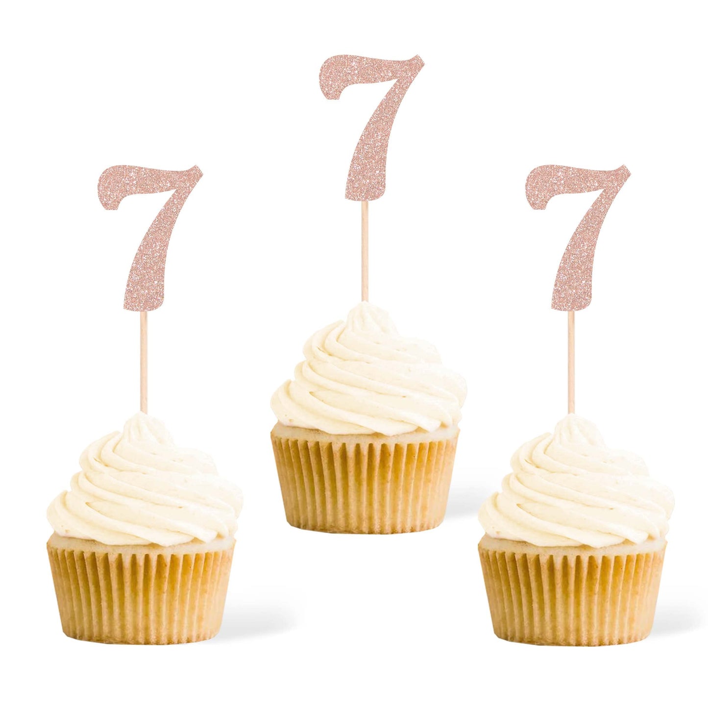 Gexolenu 24 PCS Rose Gold Double-sided 3rd Birthday Cupcake Toppers, Glitter Age THREE Cake Picks Decor, Third Happy Birthday Party Decorations Baby Shower Anniversary Party Supplies BST220