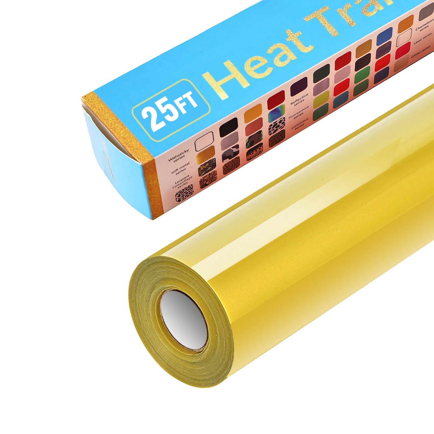Golden Heat Transfer Vinyl Rolls 12 Inch by 12feet Roll HTV Iron on Vinyl DIY for T-Shirt Easy to Cut & Weed for Heat Vinyl Design Glossy (12Ft, Golden) WN420