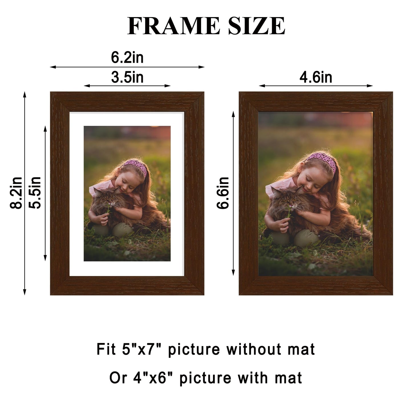 YESKAY 12x16 Picture Frame - 12 x 16 Photo Frame Made of Solid Oak Wood and Real Glass,Display Picture 4 Opening 5x7 with Mat or 12x16 Without Mat for Wall Mounting(Color Walnut) BST326H