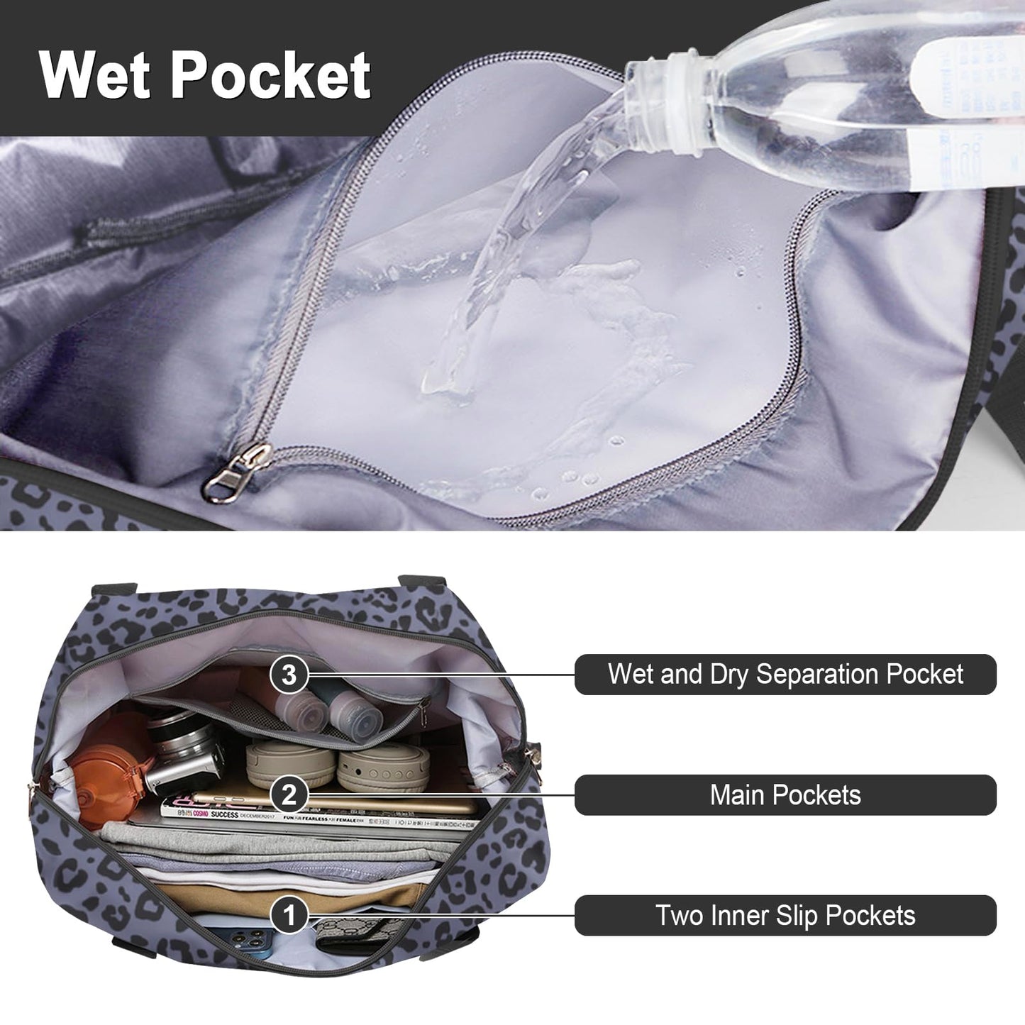 WOOMADA Foldable Travel Duffel, Weekender & Carry-On Bag with Expandable Space BST326H