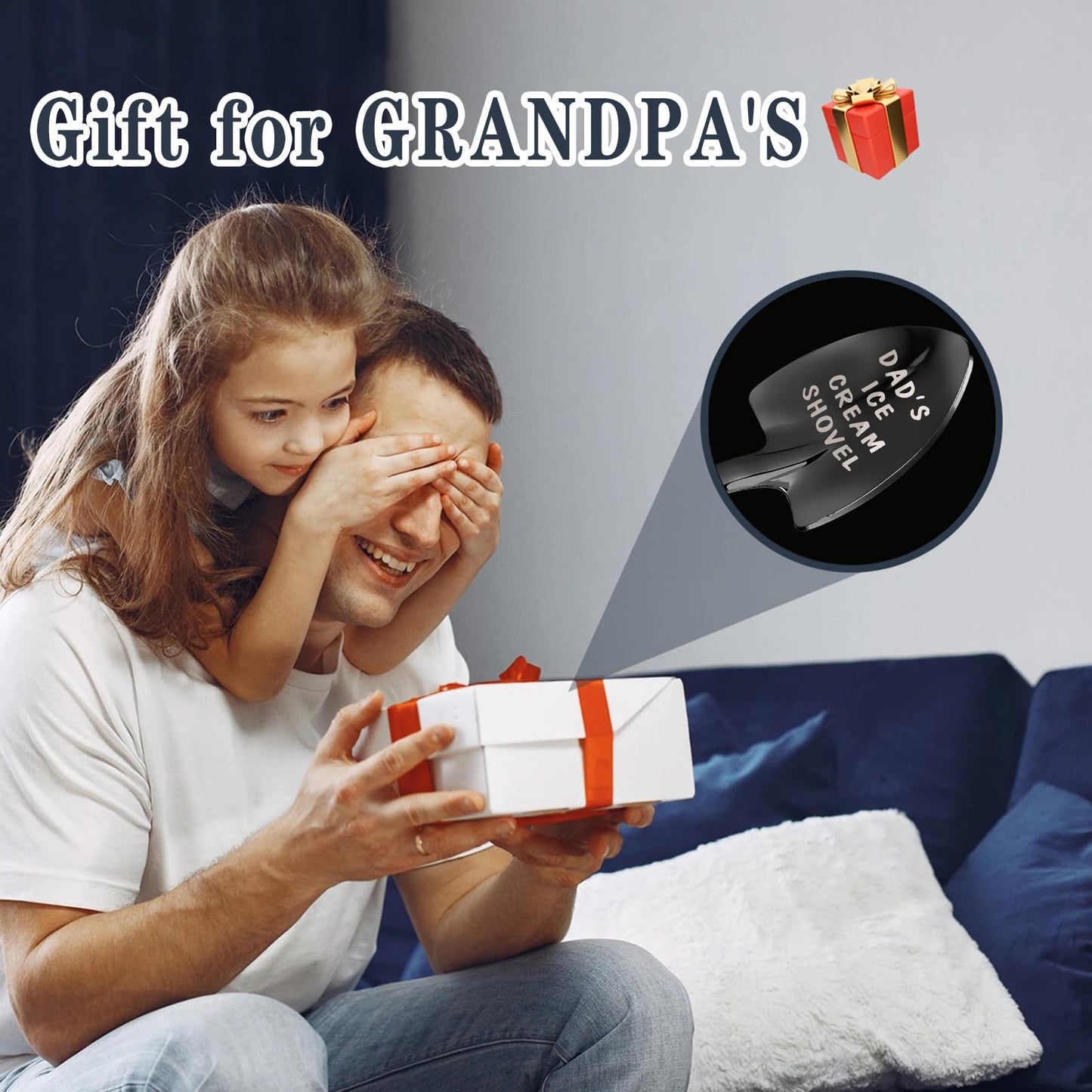Dad Gifts - Gifts for dad from Daughter. Father Day Gifts for dad Ice Cream Spoon Scoop for Ice Cream Lovers, Father birthday Gifts Funny Engraved Stainless Steel Shovel WN420