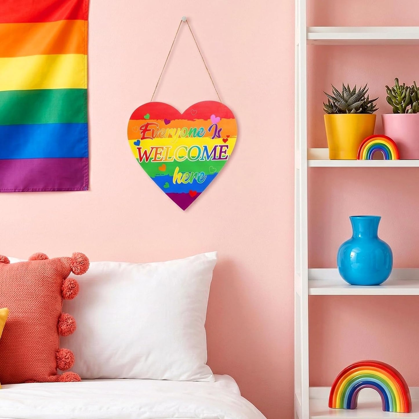 Avxdbr Rainbow Pride Sign Door Decorations LGBT Signs Wall Decor Wood Hanging Decoration LGBT Pride Month Gifts for Home Rainbow Party BST220
