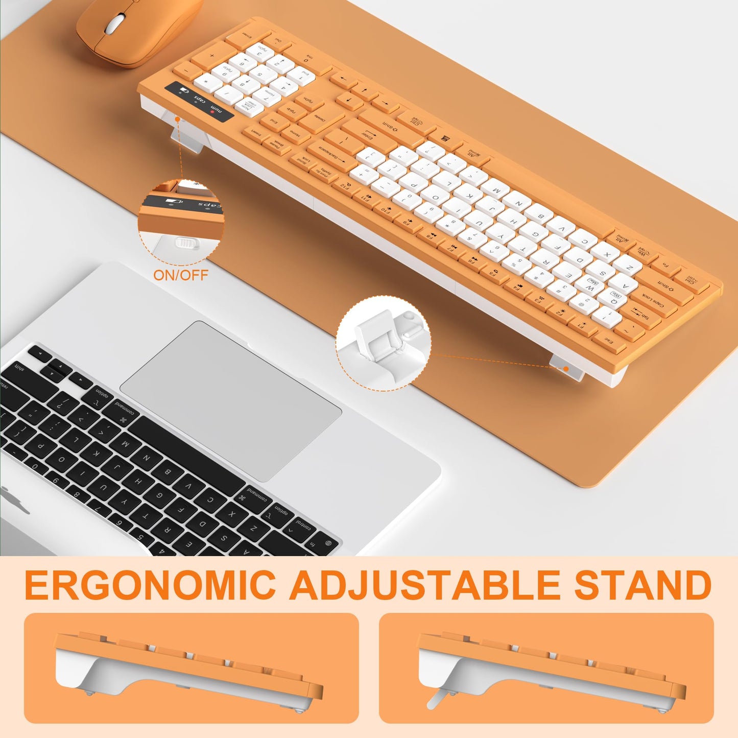 Wireless Keyboard and Mouse Combo, Full-Sized Wireless Keyboard and Adjustable DPI Mouse, 2.4GHz USB Receiver, Silent Keyboard and Mouse for PC, Windows, MAC, Desktop, Laptop (Avocado Green)